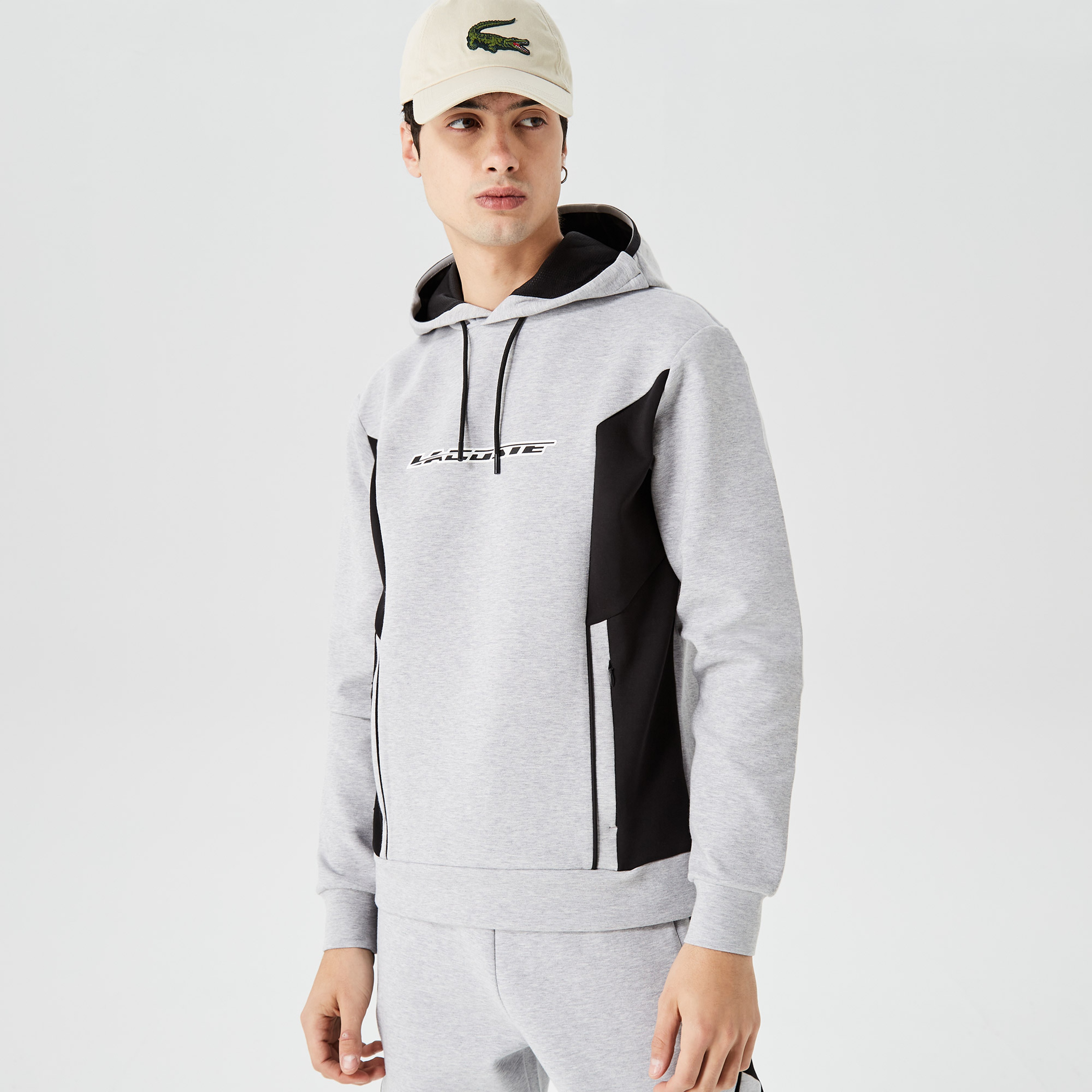 Erkek Relaxed Fit Kapüşonlu Baskılı Gri Sweatshirt