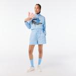 Netflix Kadın Loose Fit Bisiklet Yaka Baskılı Açık Mavi Sweatshirt