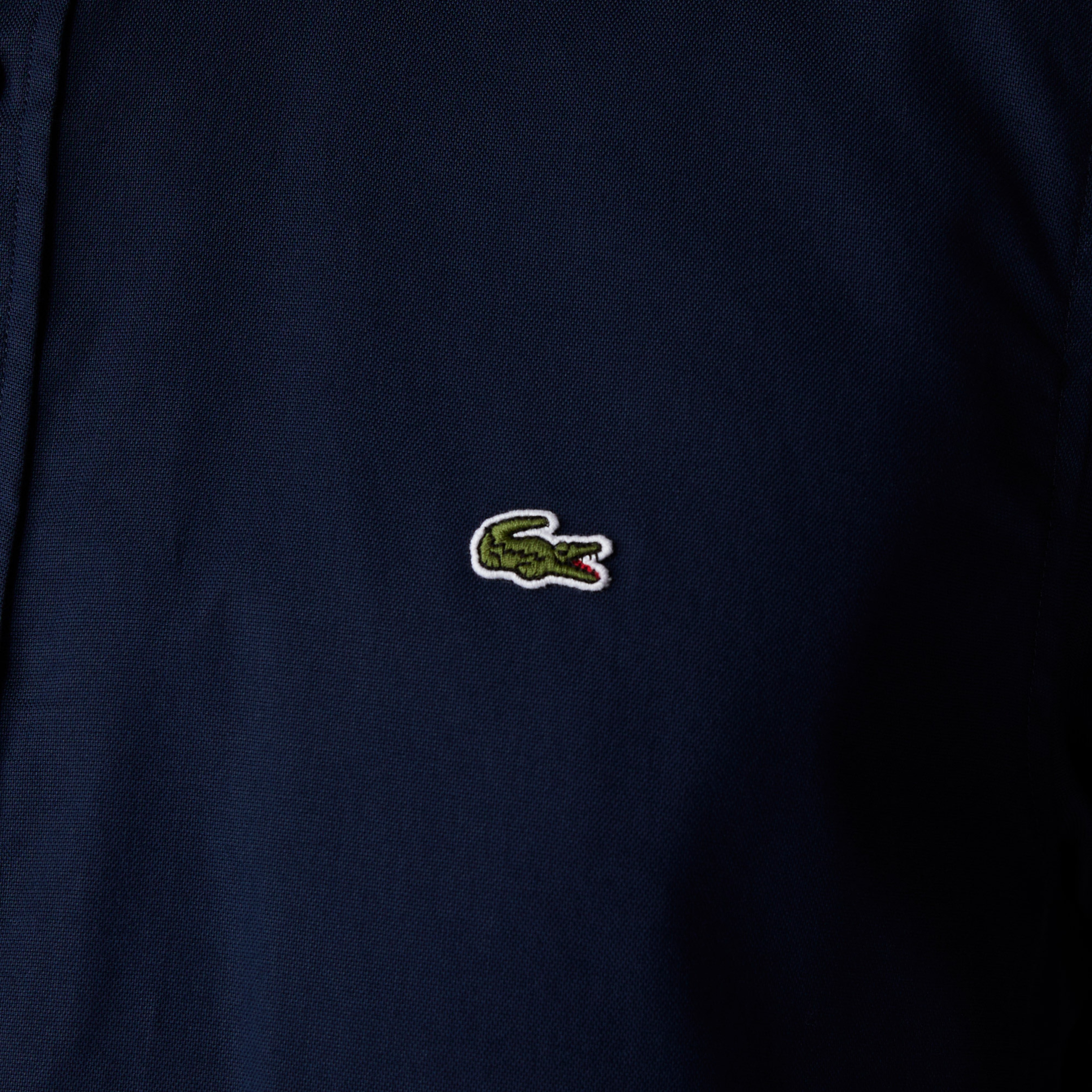 Erkek Slim Fit Düğmeli Yaka Lacivert Gömlek