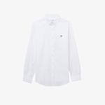 Erkek Slim Fit Düğmeli Yaka Beyaz Gömlek