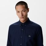 Erkek Slim Fit Düğmeli Yaka Lacivert Gömlek