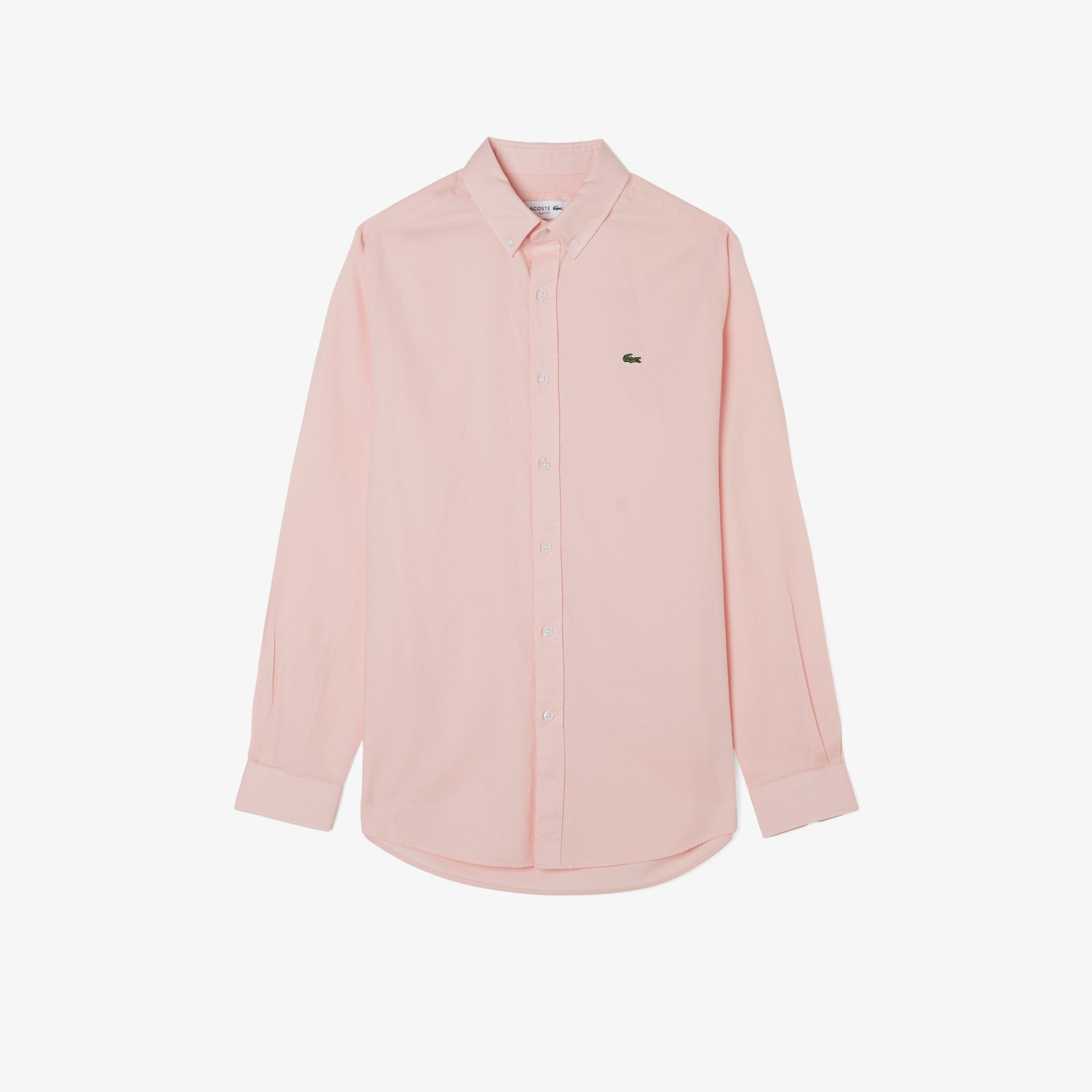 Erkek Slim Fit Düğmeli Yaka Pembe Gömlek