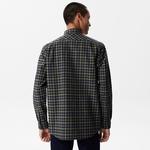 Erkek Regular Fit Ekose Koyu Yeşil Gömlek