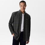 Erkek Regular Fit Ekose Koyu Yeşil Gömlek