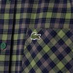 Erkek Regular Fit Ekose Koyu Yeşil Gömlek