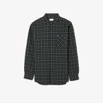 Erkek Regular Fit Ekose Koyu Yeşil Gömlek