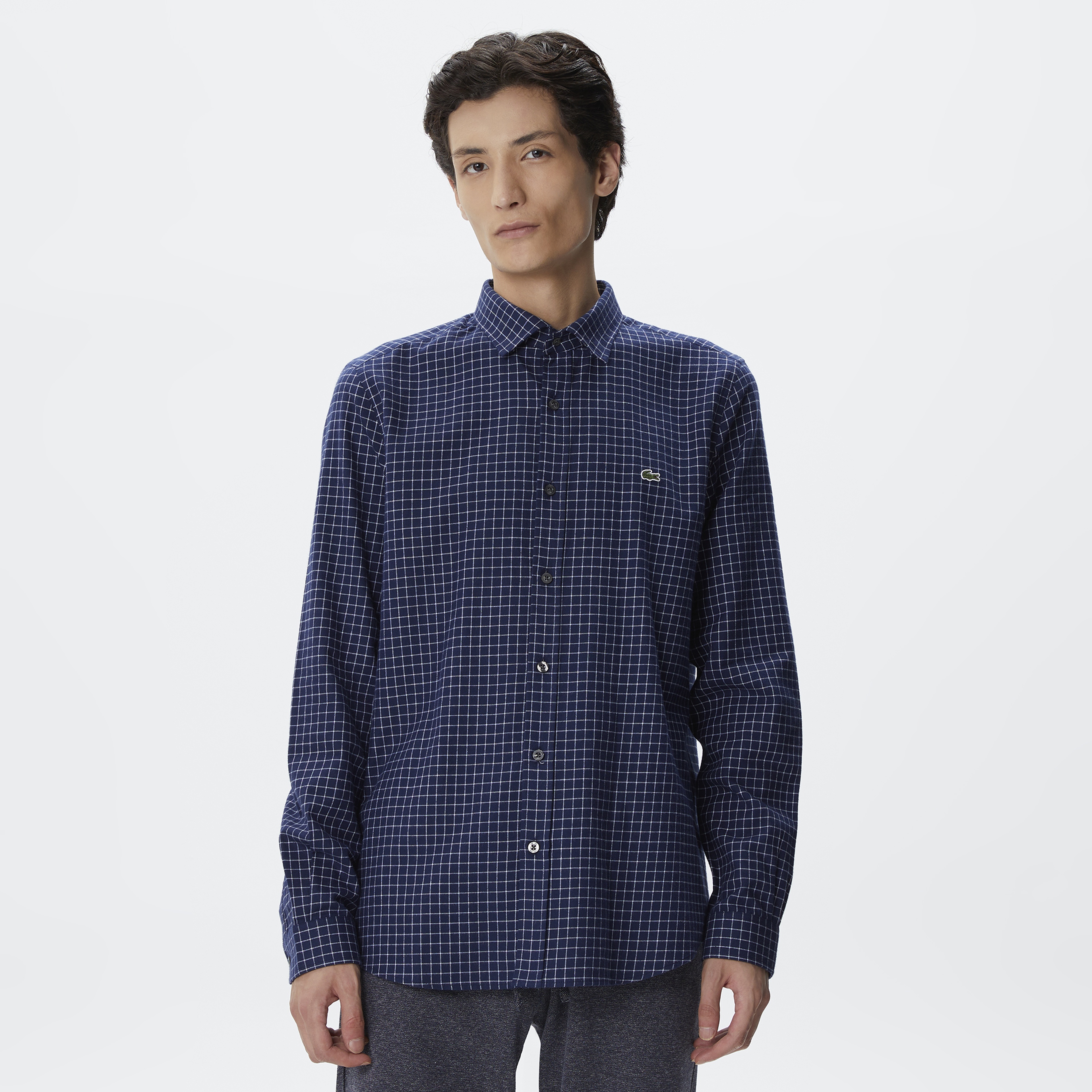 Erkek Regular Fit Ekose Lacivert Gömlek