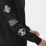 Erkek Relaxed Fit Uzun Kollu Bisiklet Yaka Baskılı Siyah T-Shirt