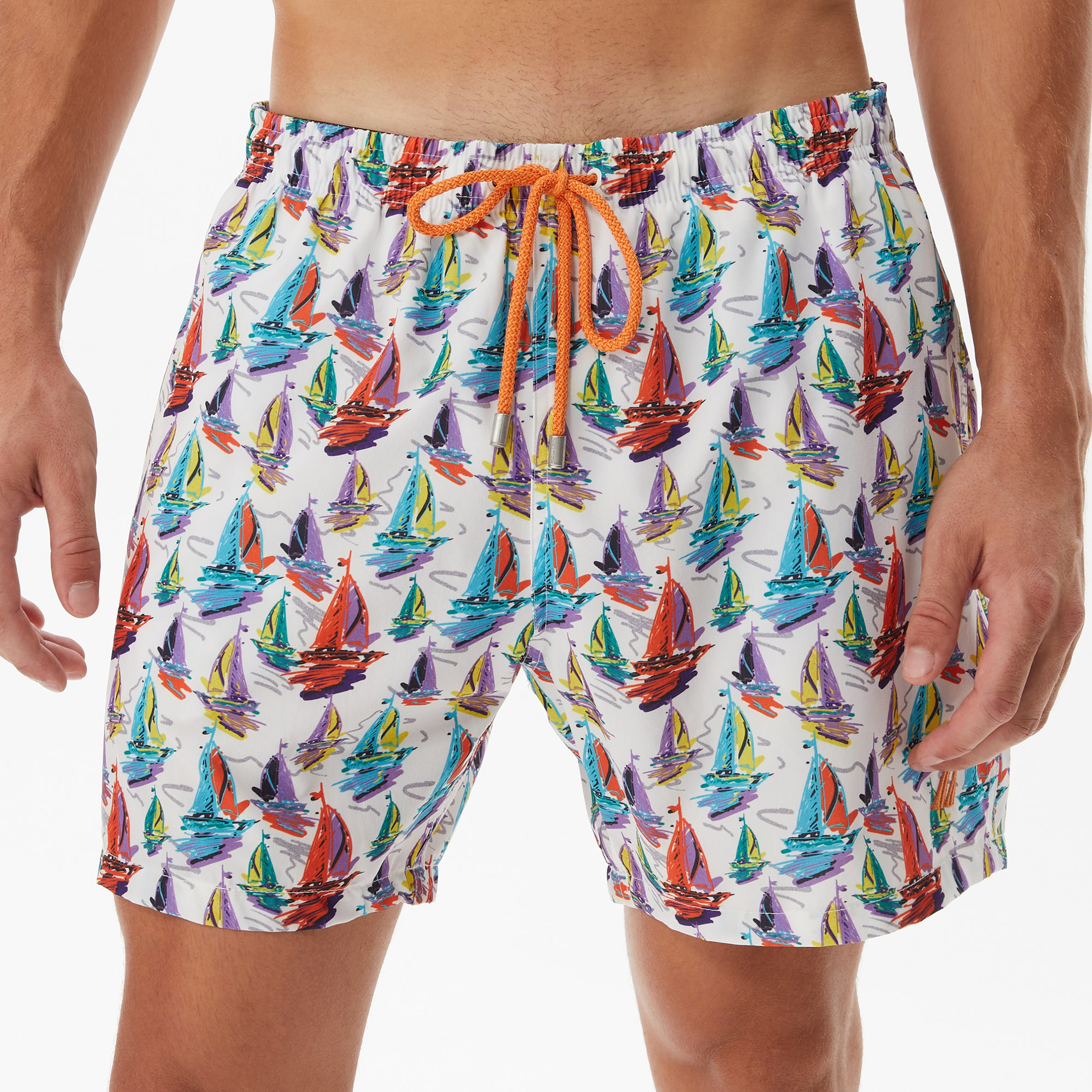 Nautica Erkek Beyaz Baskılı Deniz Şortu