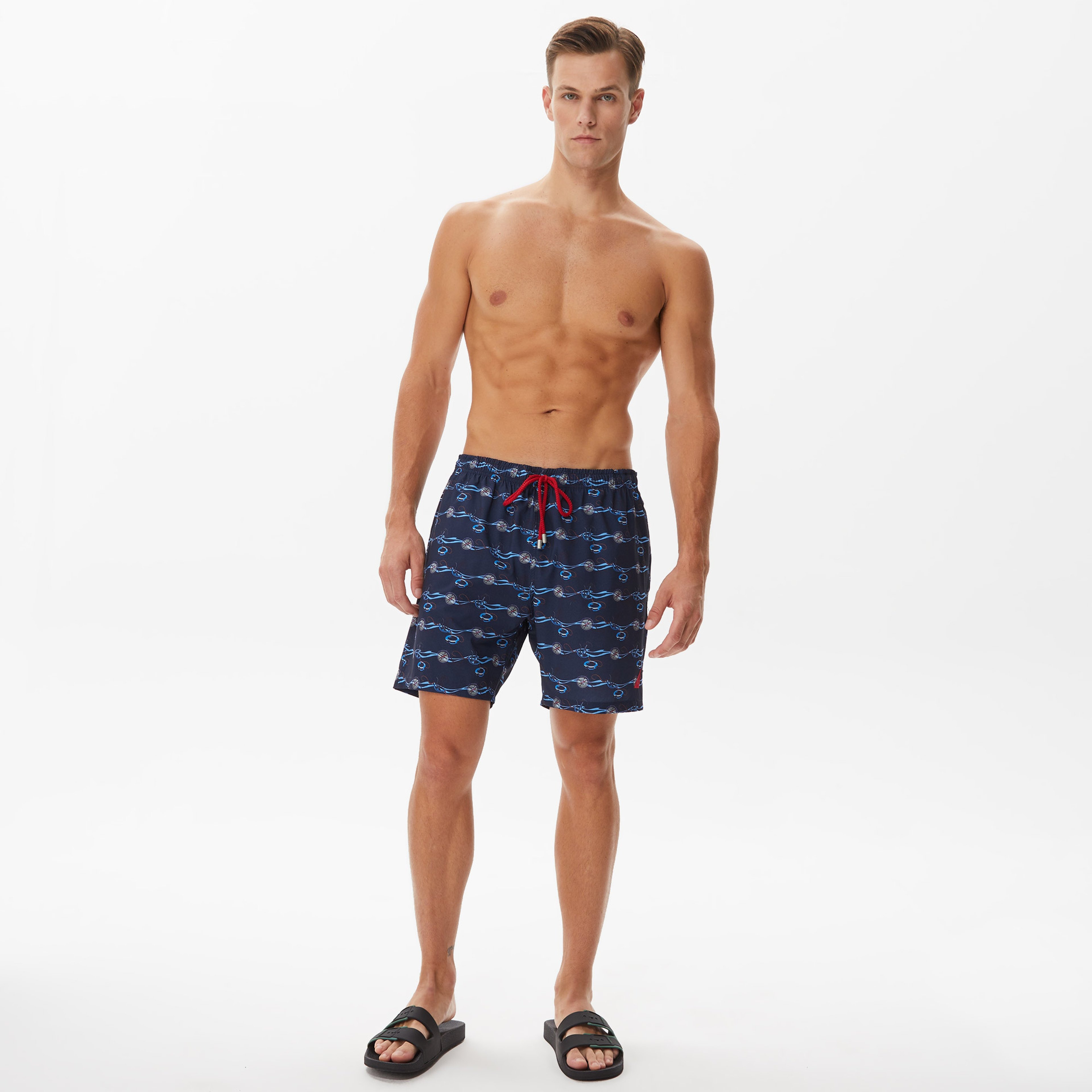 Nautica Erkek Lacivert Baskılı Deniz Şortu