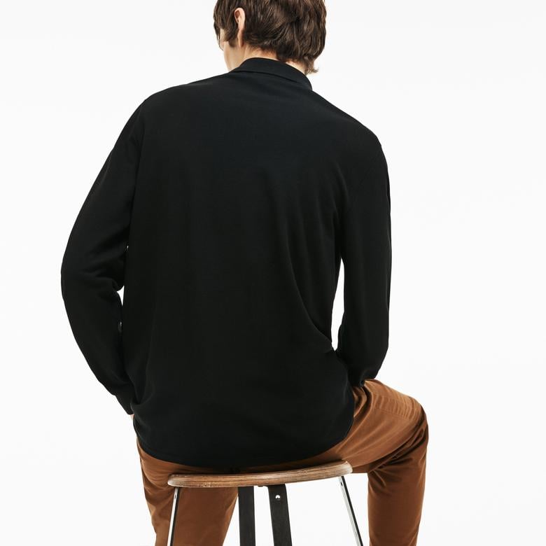 L.12.12 Erkek Classic Fit Uzun Kollu Siyah Polo