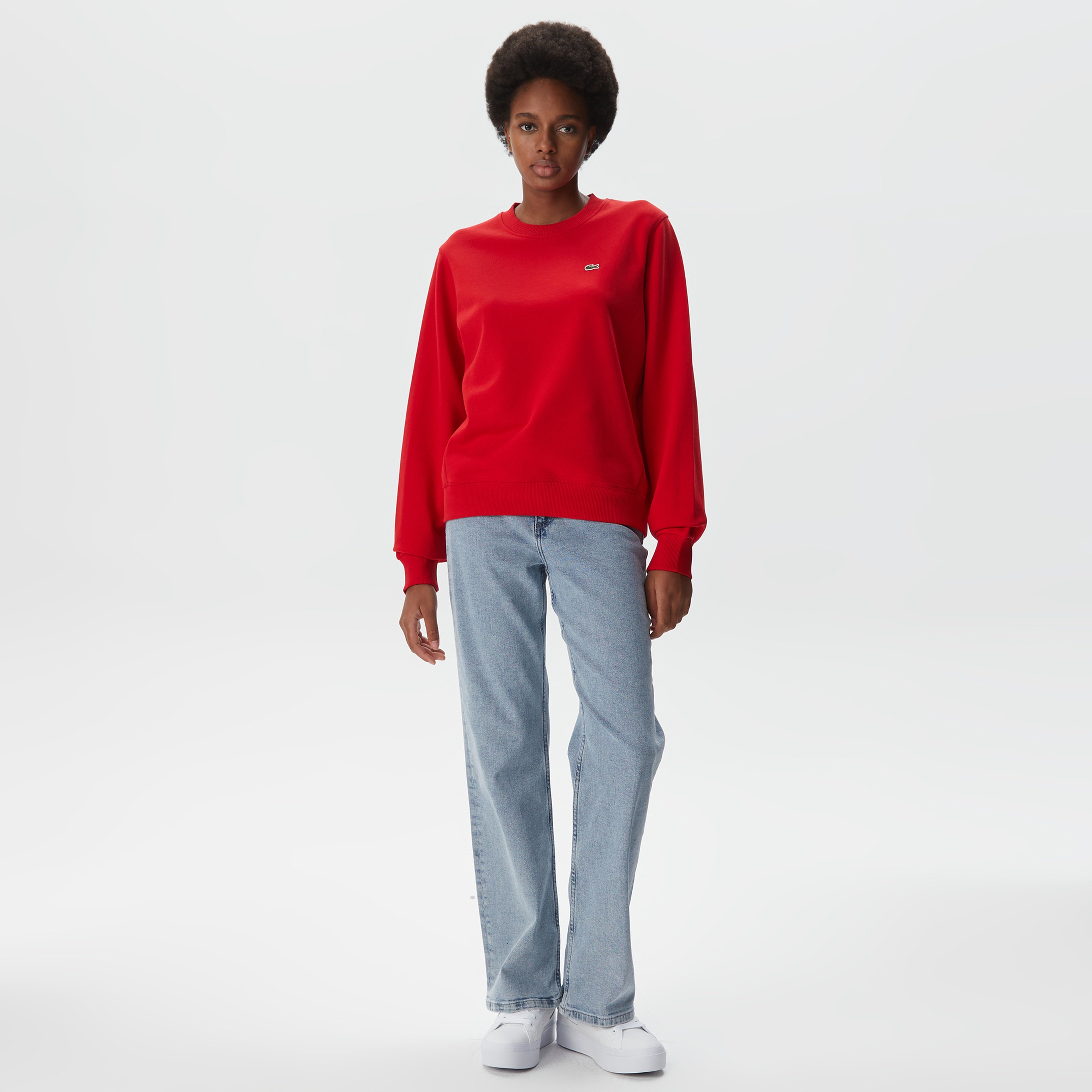 Kadın Regular Fit Bisiklet Yaka Kırmızı Sweatshirt