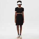 Kadın Flare Fit Kısa Kollu Dik Yaka Siyah Elbise