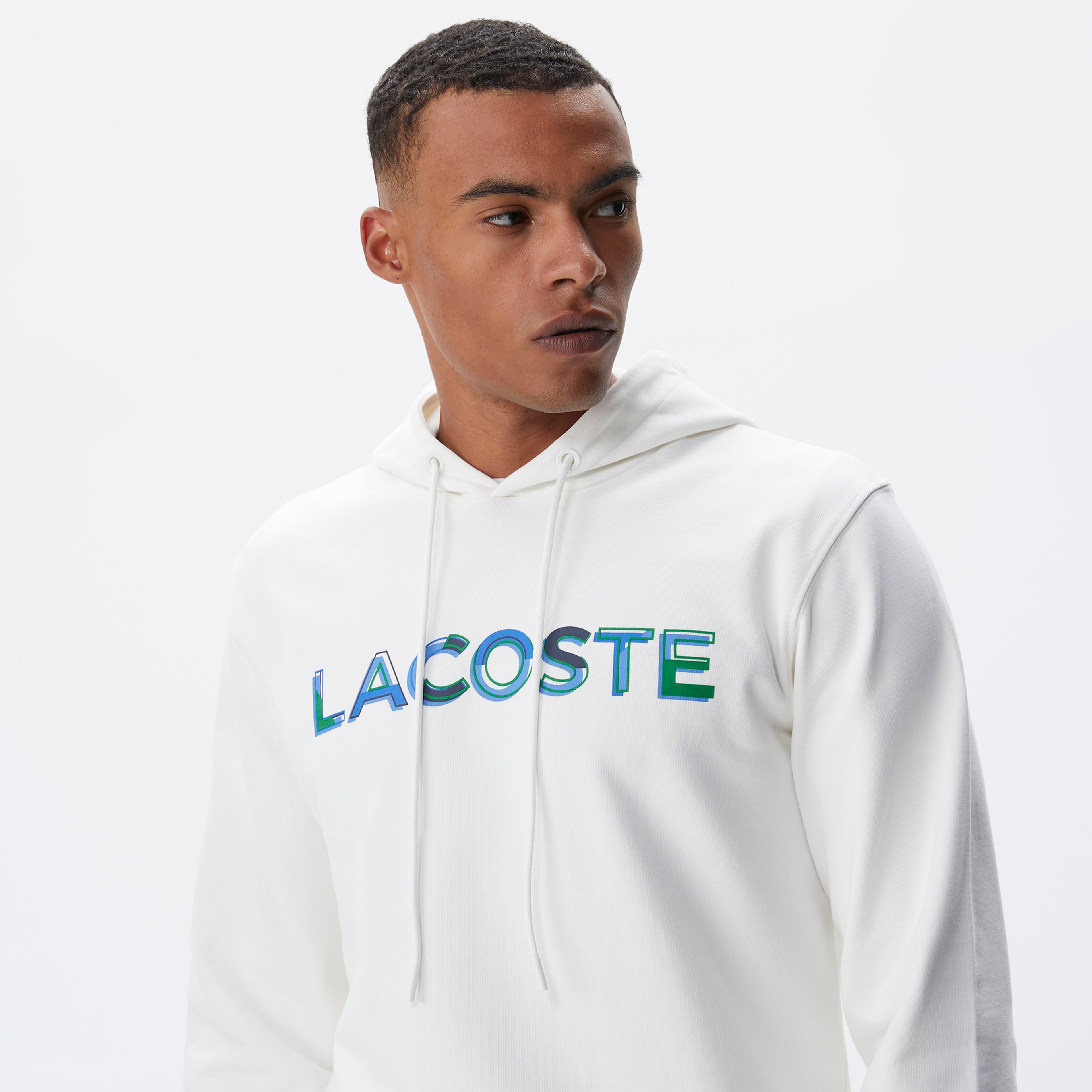 Erkek Regular Fit Kapüşonlu Baskılı Ekru Sweatshirt