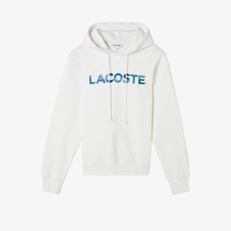 Erkek Regular Fit Kapüşonlu Baskılı Ekru Sweatshirt