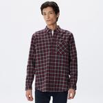 Erkek Regular Fit Ekose Bordo Gömlek