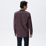 Erkek Regular Fit Ekose Bordo Gömlek