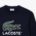 Erkek Classic Fit Bisiklet Yaka Baskılı Lacivert Sweatshirt