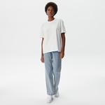 Kadın Relaxed Fit Bisiklet Yaka Beyaz T-Shirt