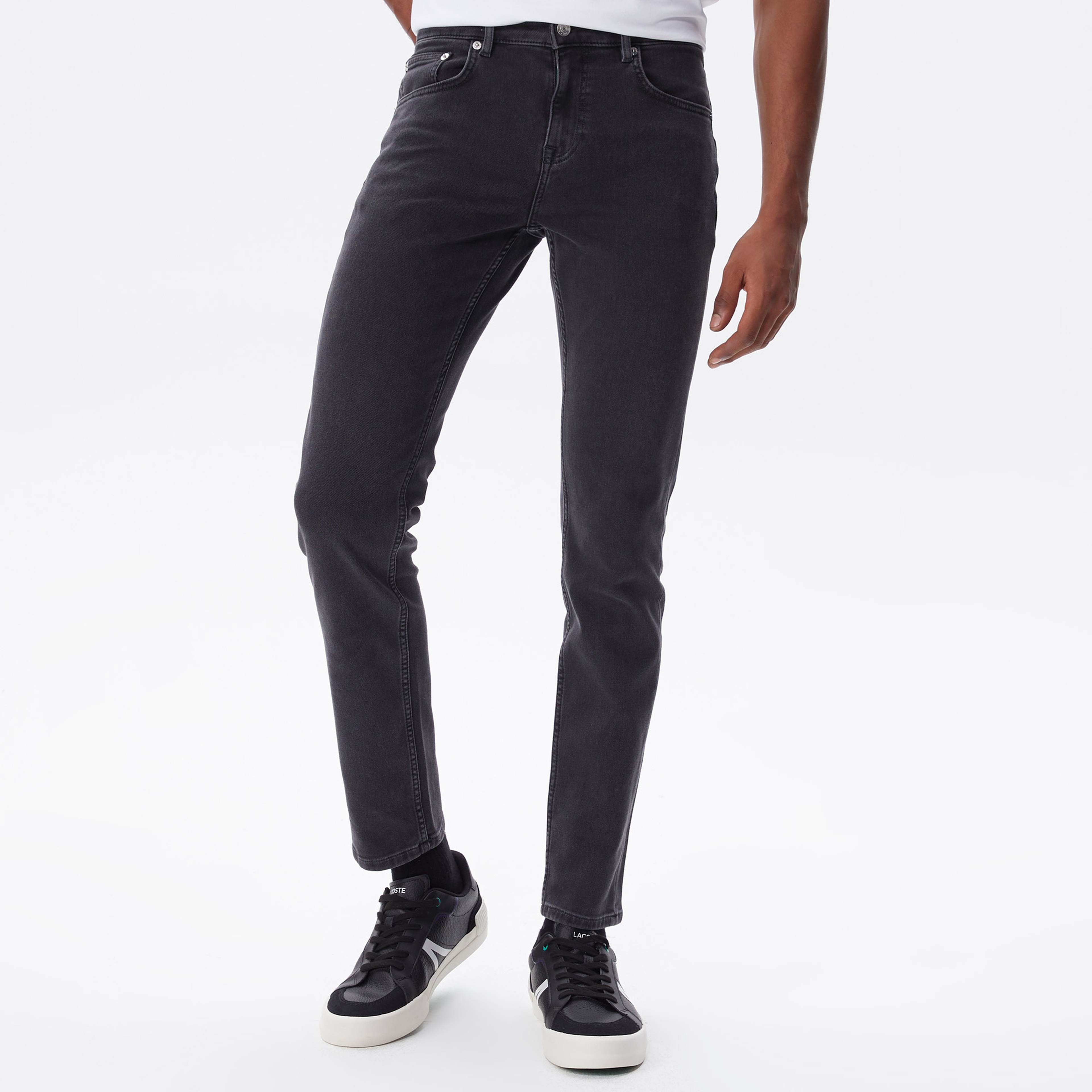 Erkek Slim Fit Gri Jean Pantolon