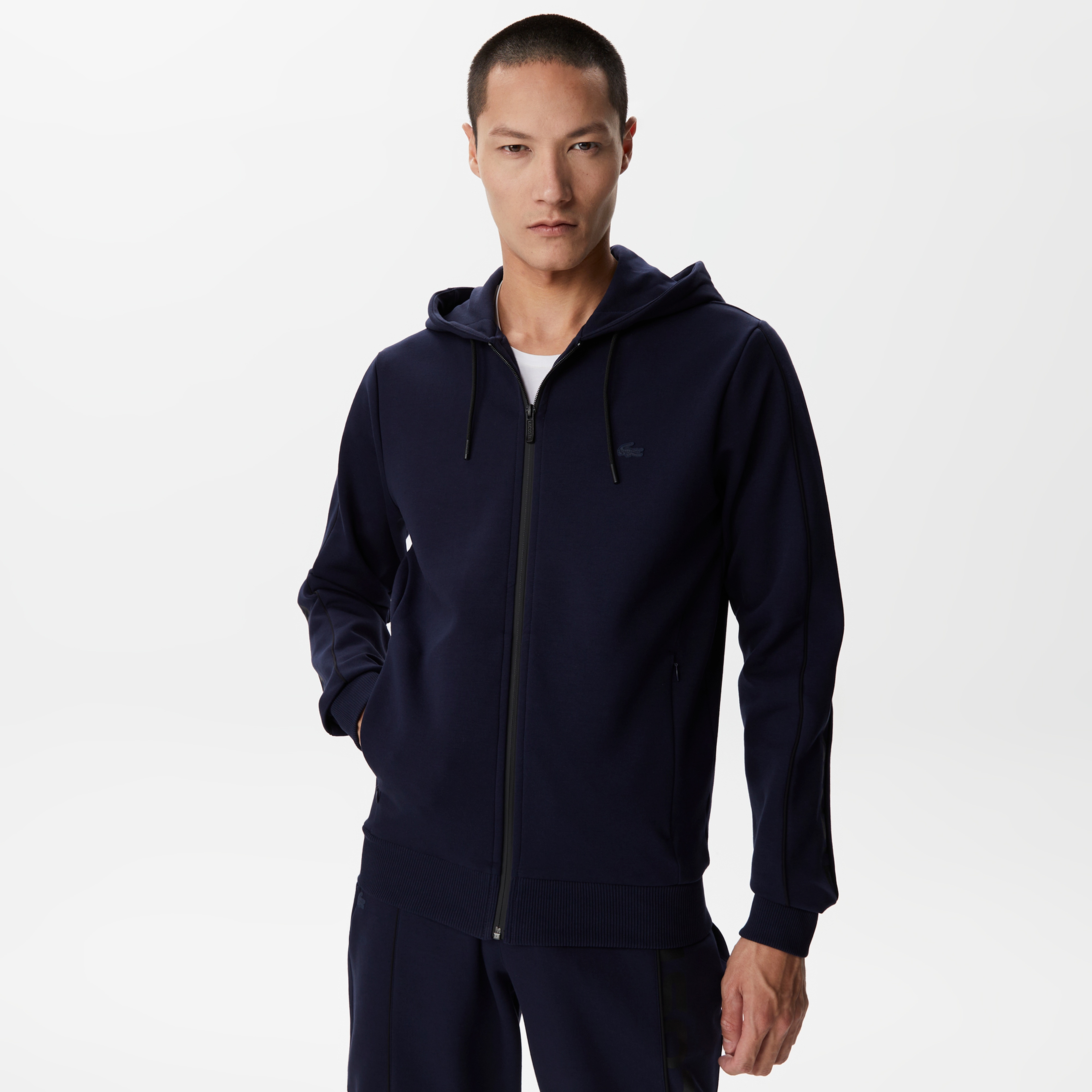 Erkek Regular Fit Kapüşonlu Baskılı Lacivert Sweatshirt