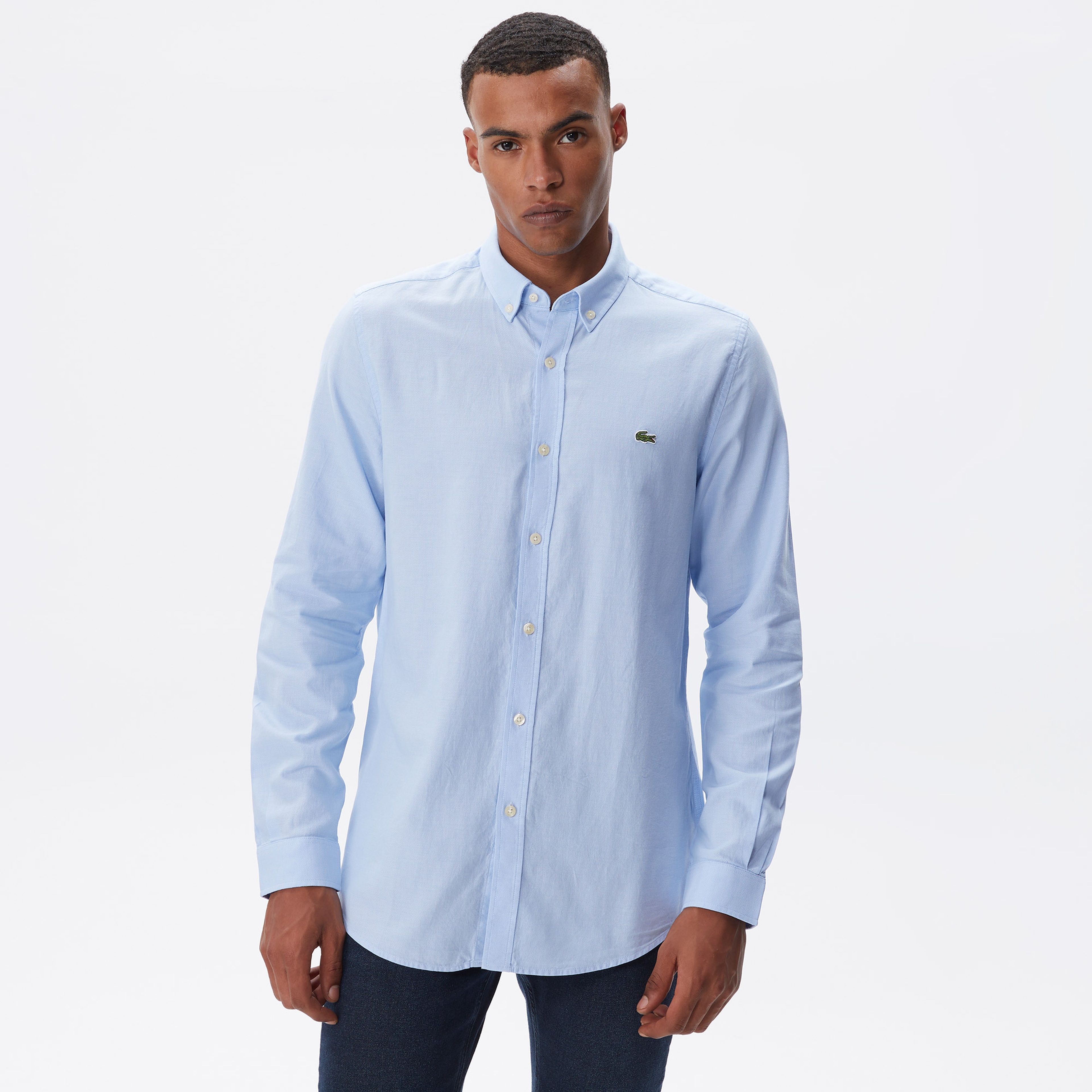 Lacoste Erkek Slim Fit Düğmeli Yaka Mavi Gömlek