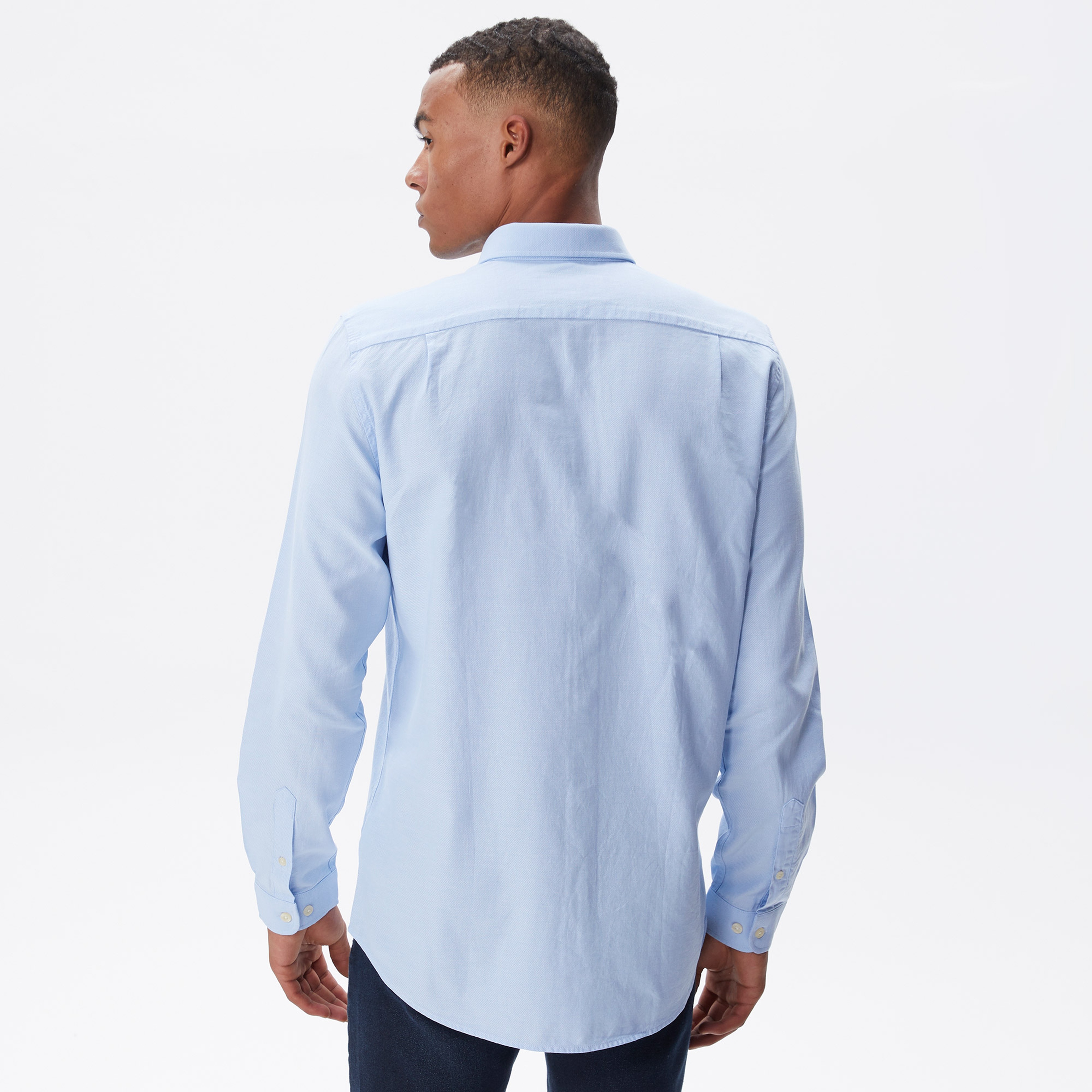 Lacoste Erkek Slim Fit Düğmeli Yaka Mavi Gömlek