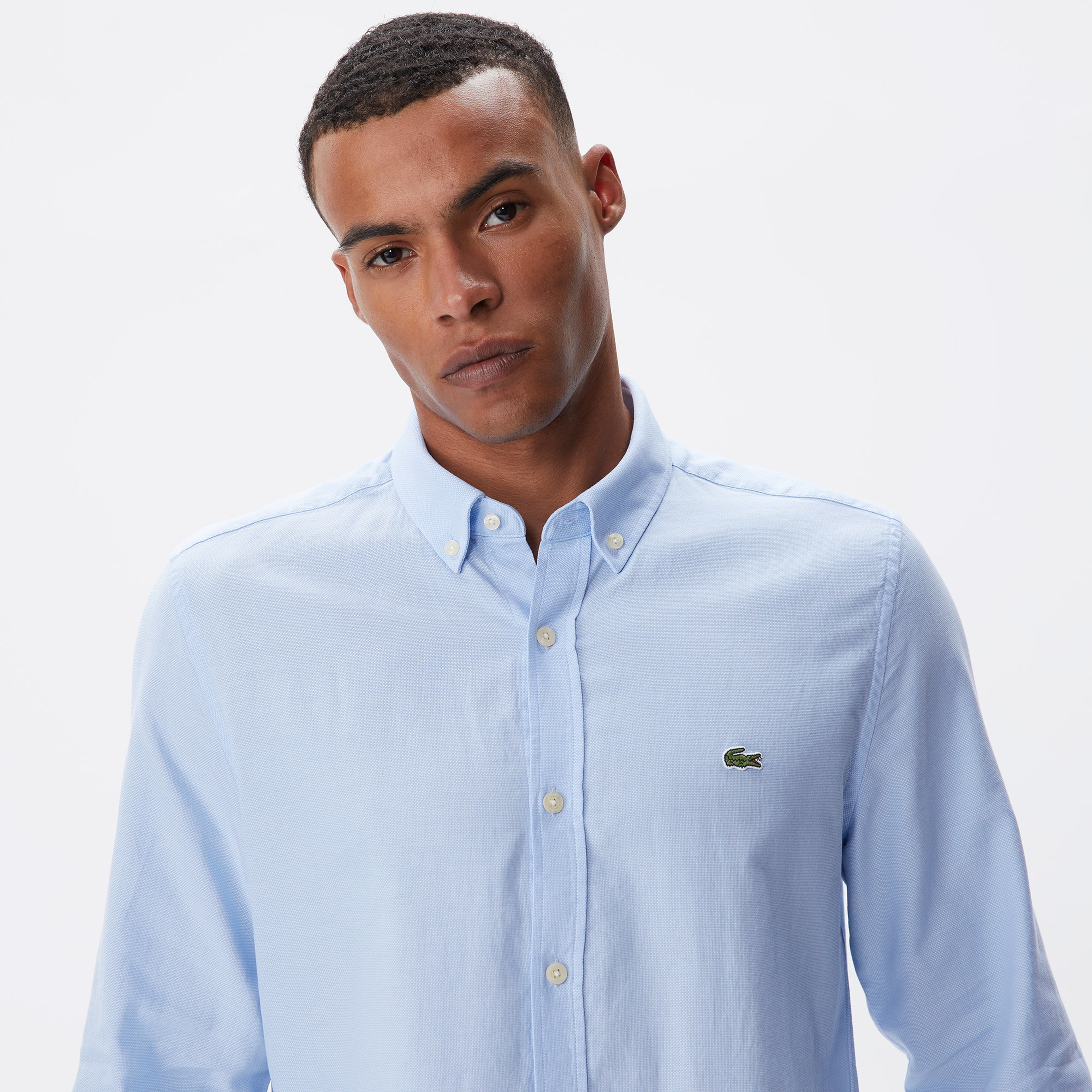 Lacoste Erkek Slim Fit Düğmeli Yaka Mavi Gömlek