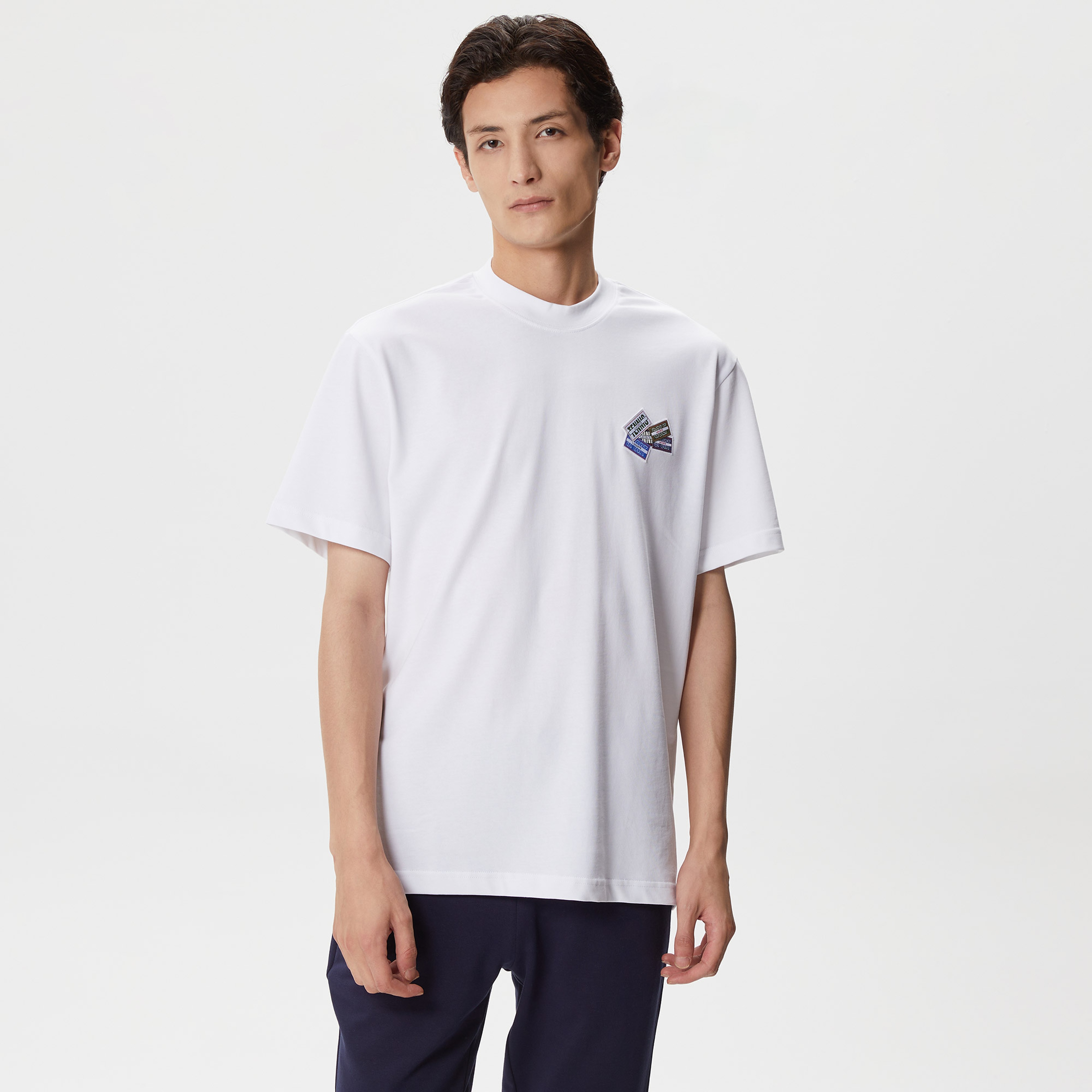 Erkek Relaxed Fit Bisiklet Yaka Baskılı Beyaz T-Shirt
