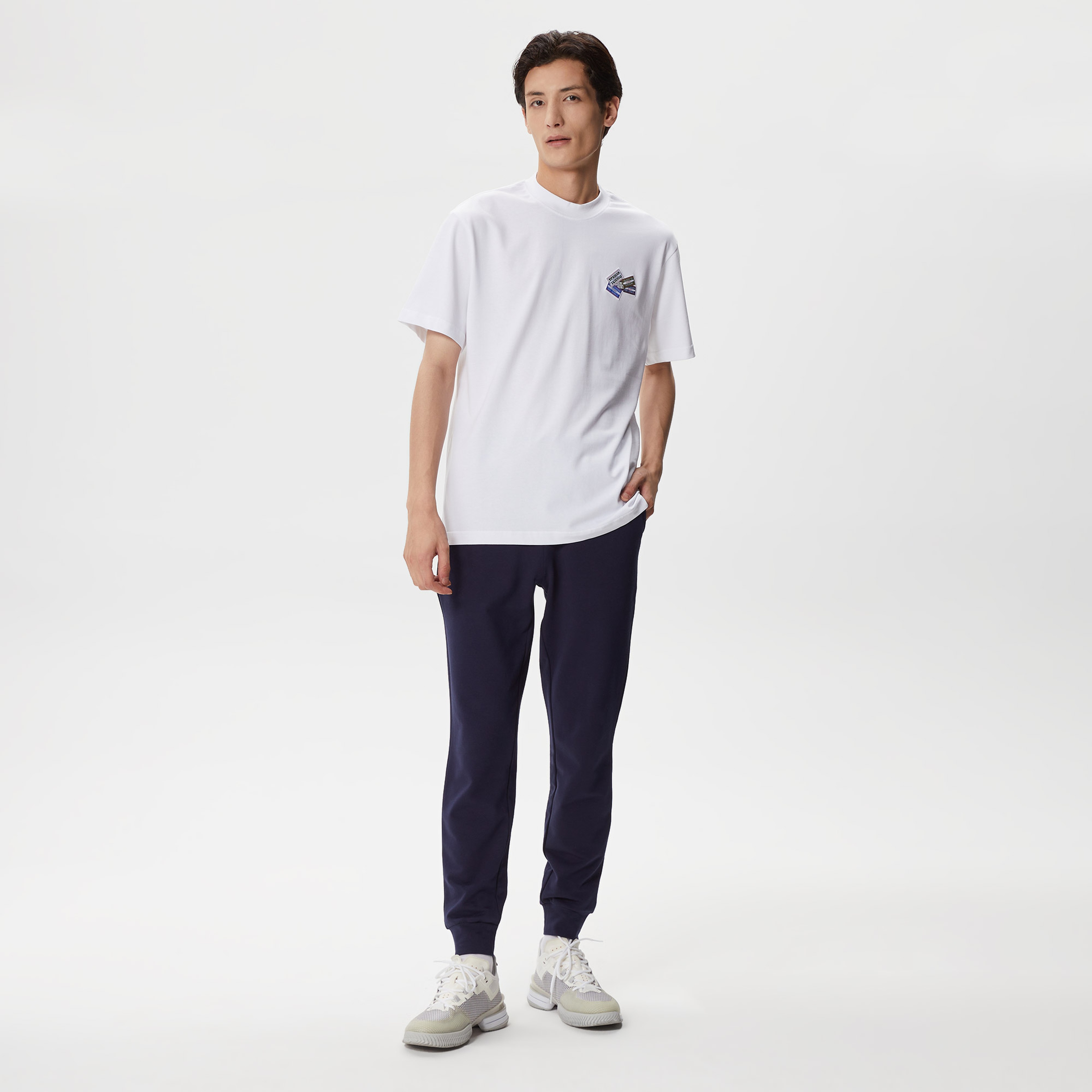 Erkek Relaxed Fit Bisiklet Yaka Baskılı Beyaz T-Shirt
