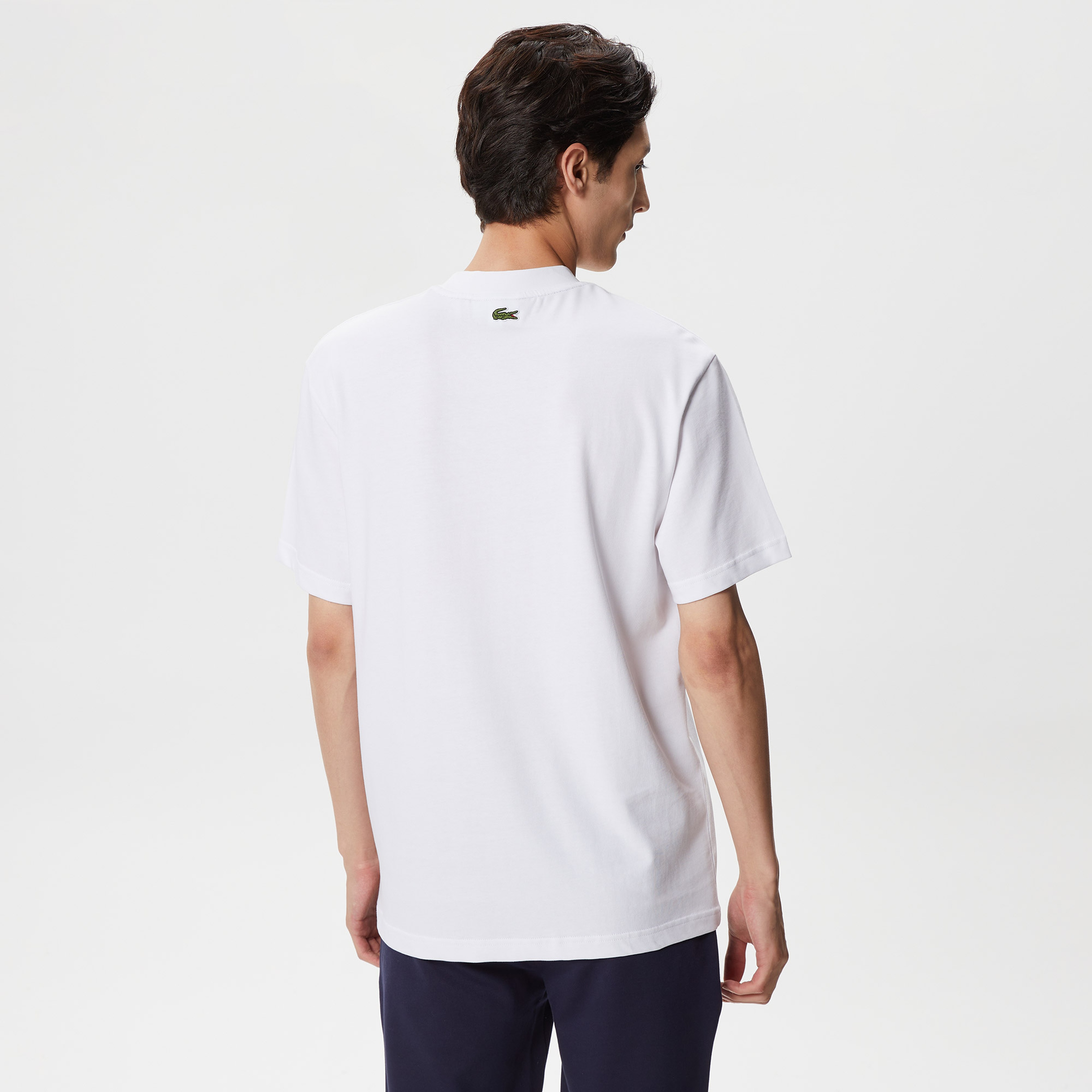 Erkek Relaxed Fit Bisiklet Yaka Baskılı Beyaz T-Shirt