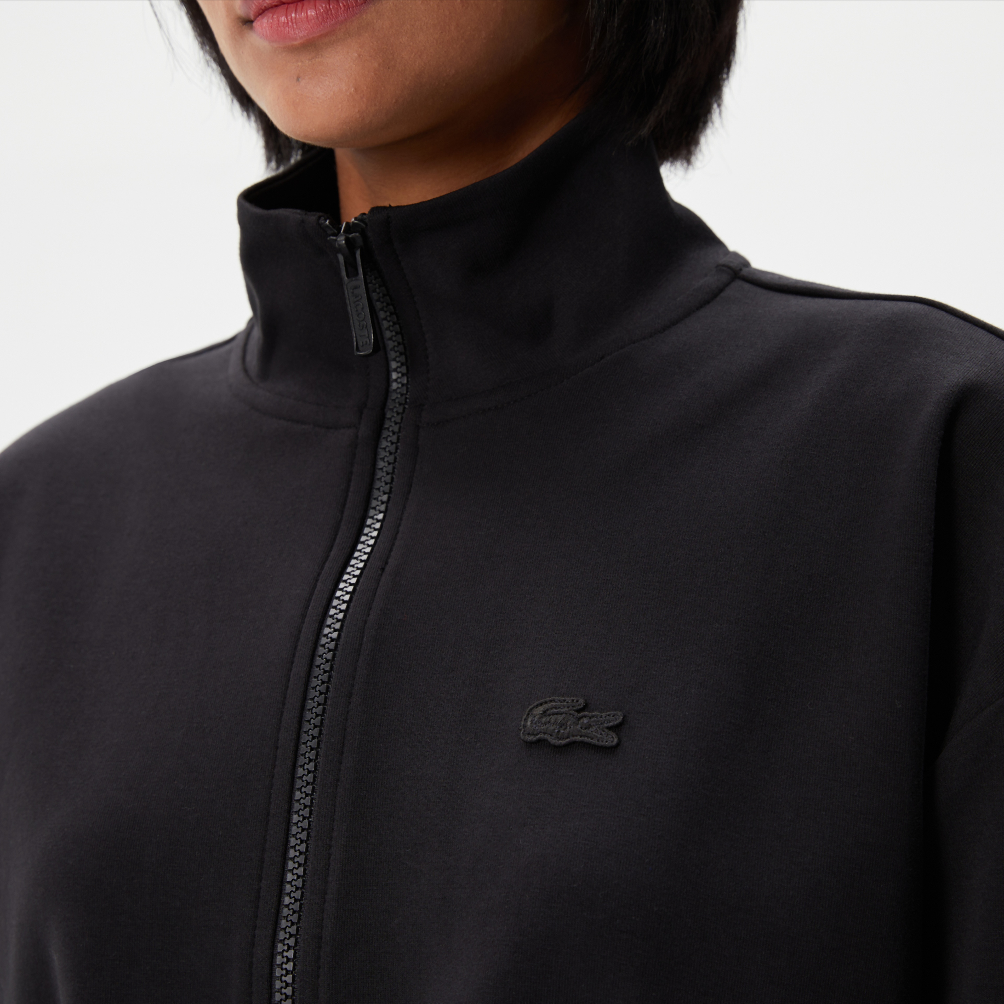 Kadın Loose Fit Uzun Kollu Dik Yaka Siyah Elbise