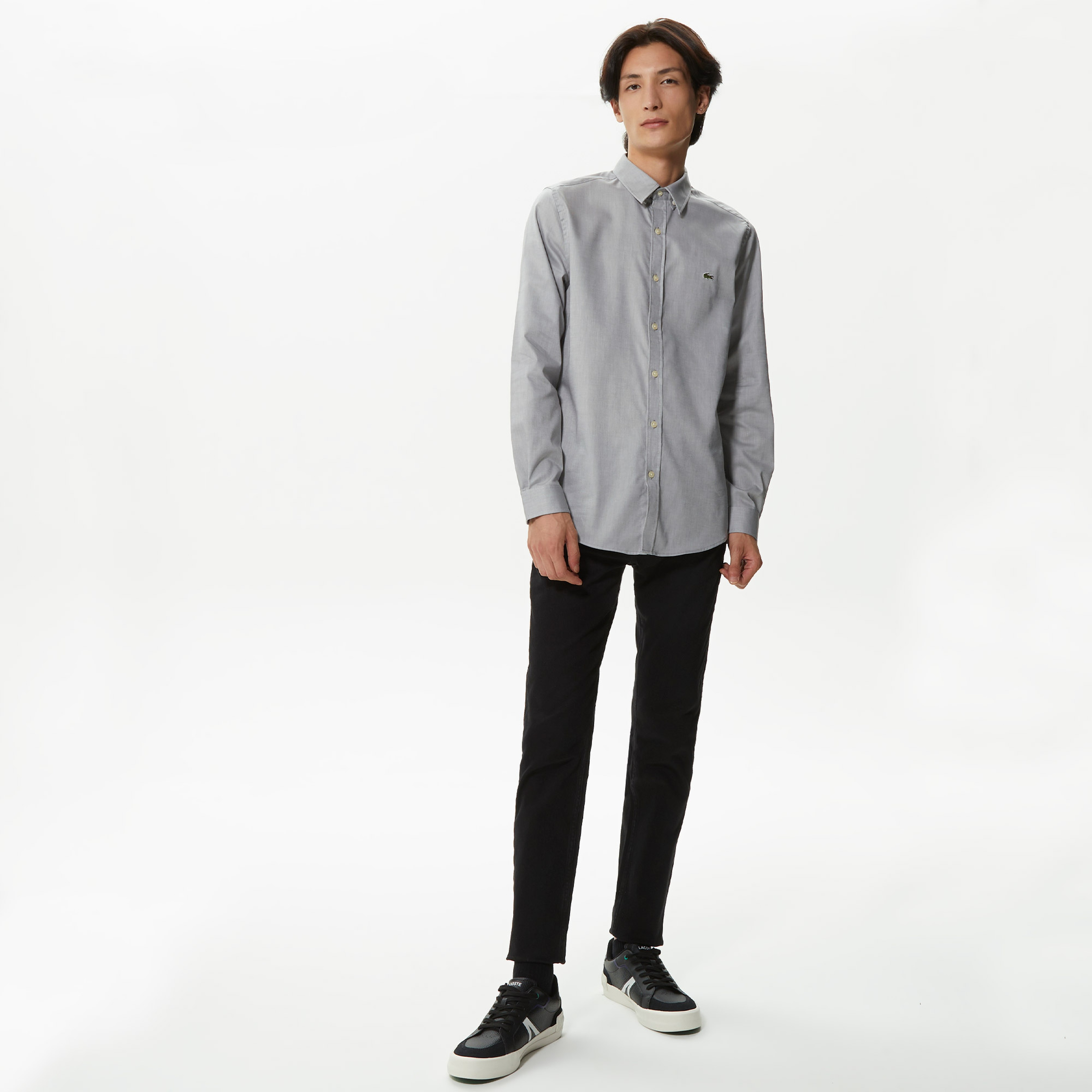 Erkek Slim Fit Koyu Gri Gömlek