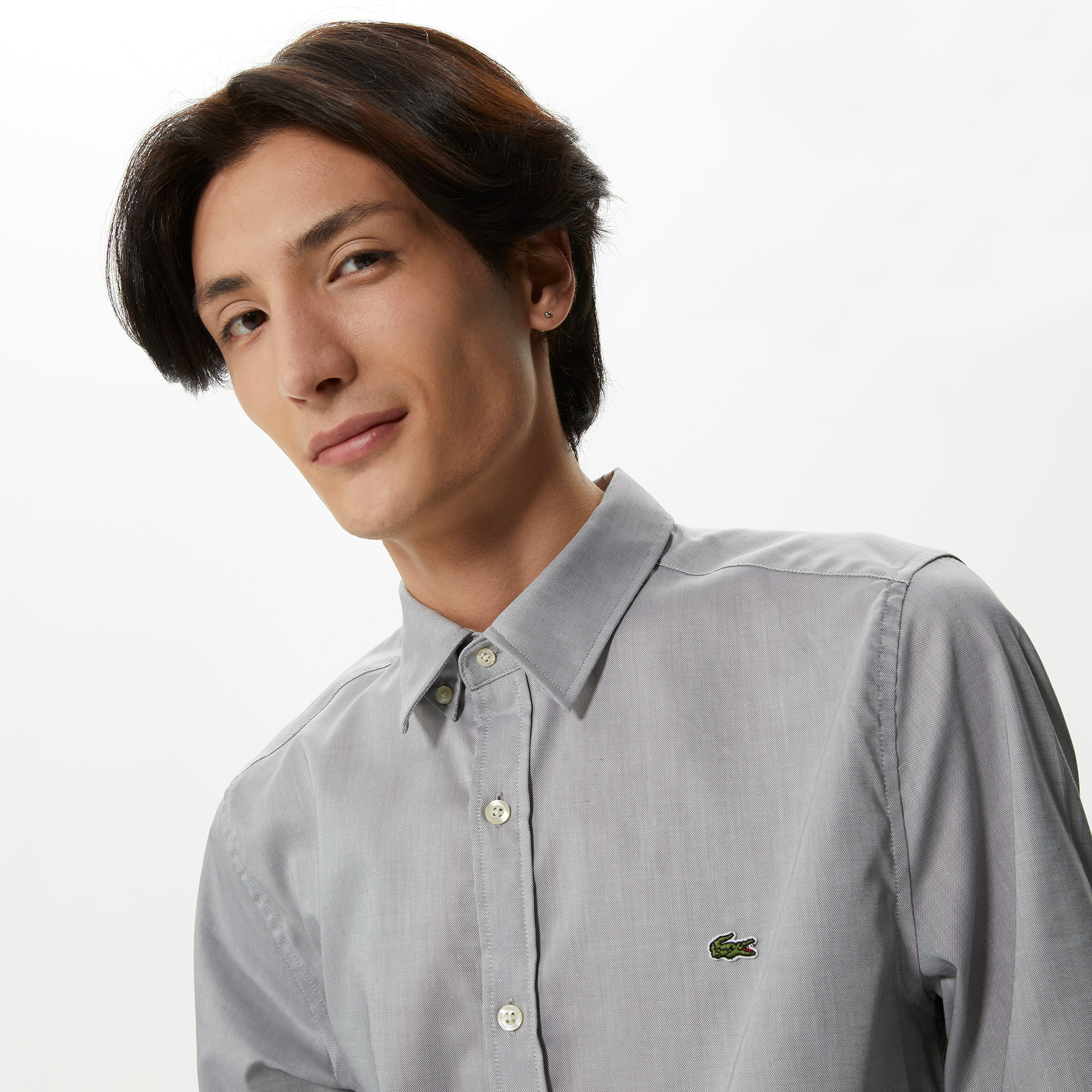 Erkek Slim Fit Koyu Gri Gömlek