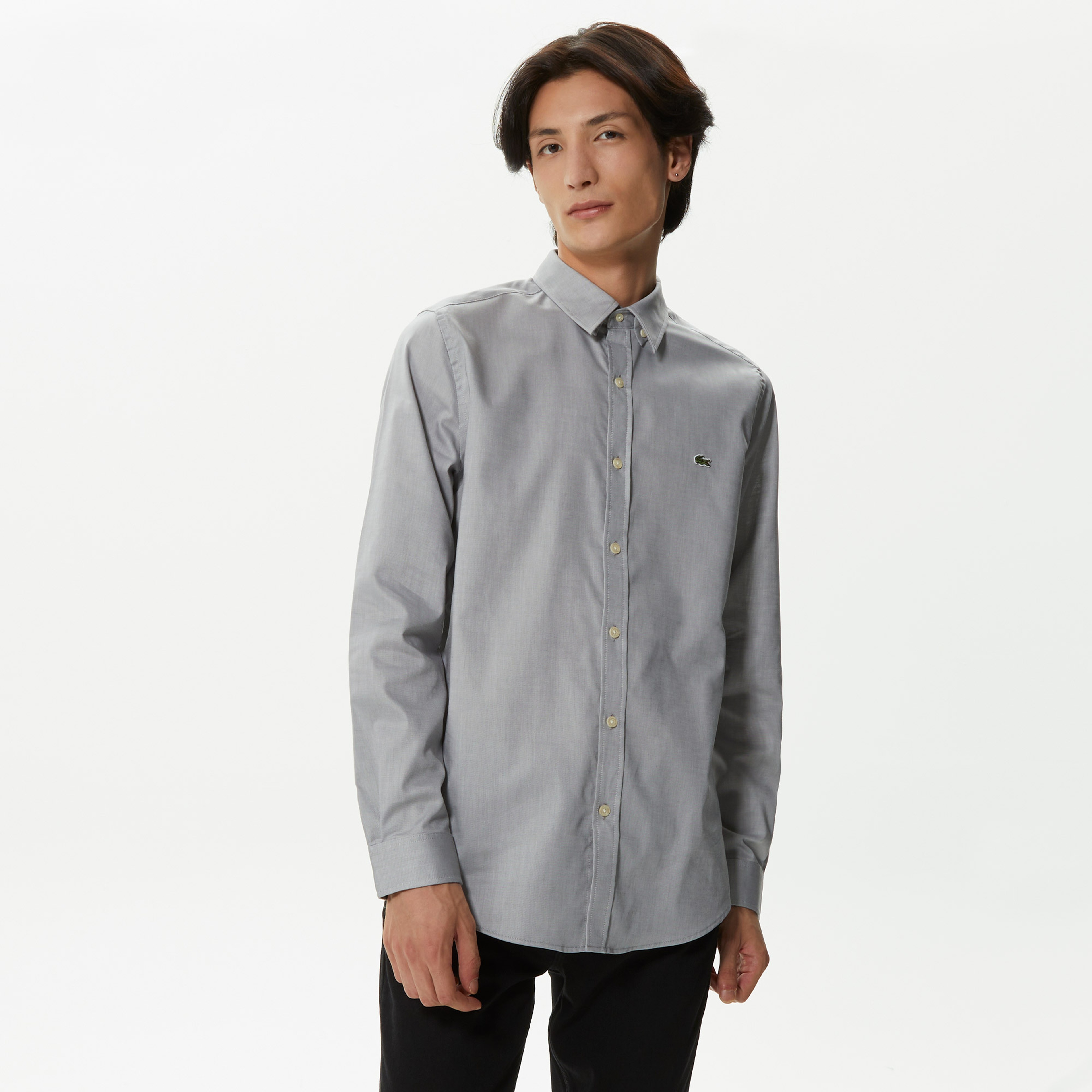 Erkek Slim Fit Koyu Gri Gömlek