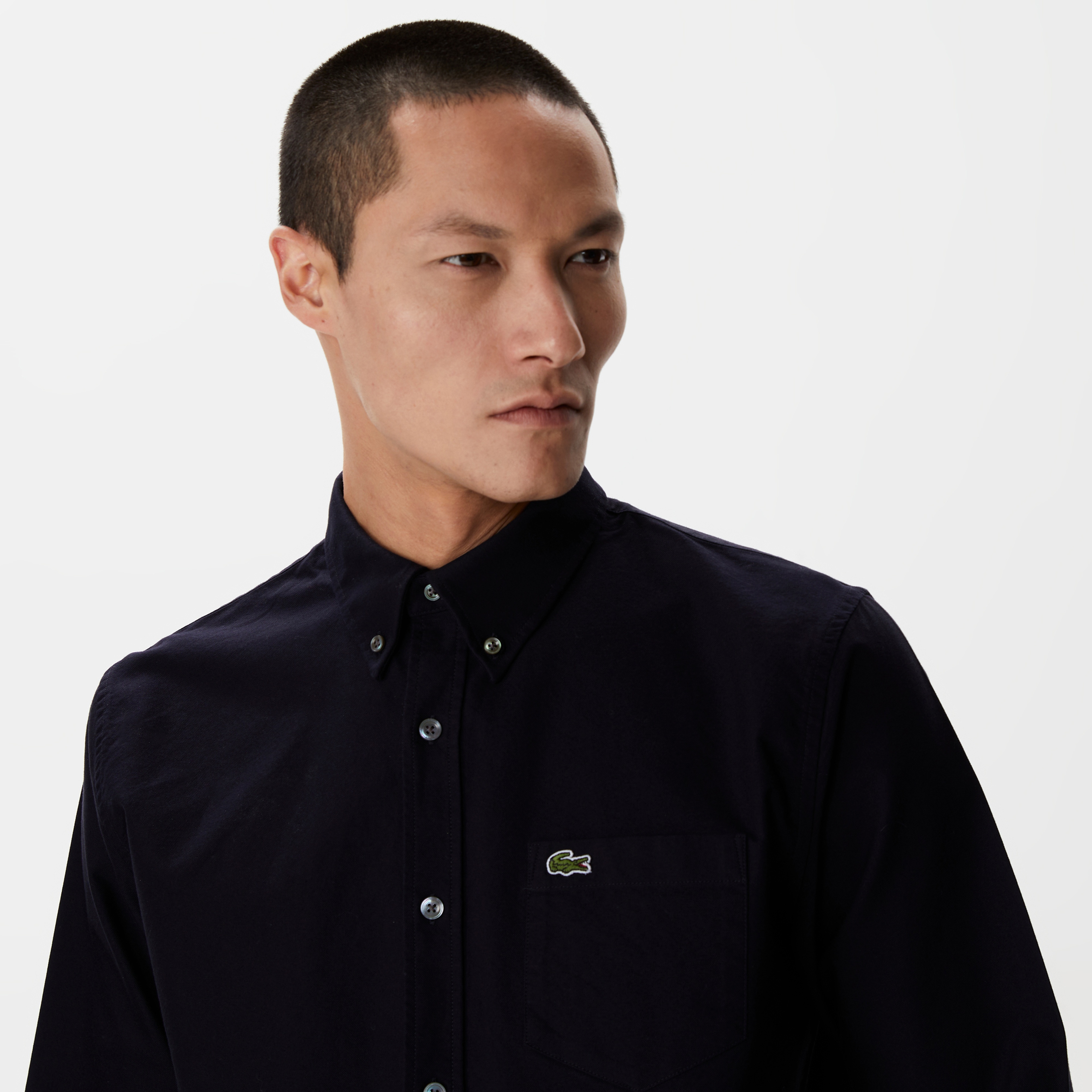 Erkek Regular Fit Düğmeli Yaka Lacivert Gömlek