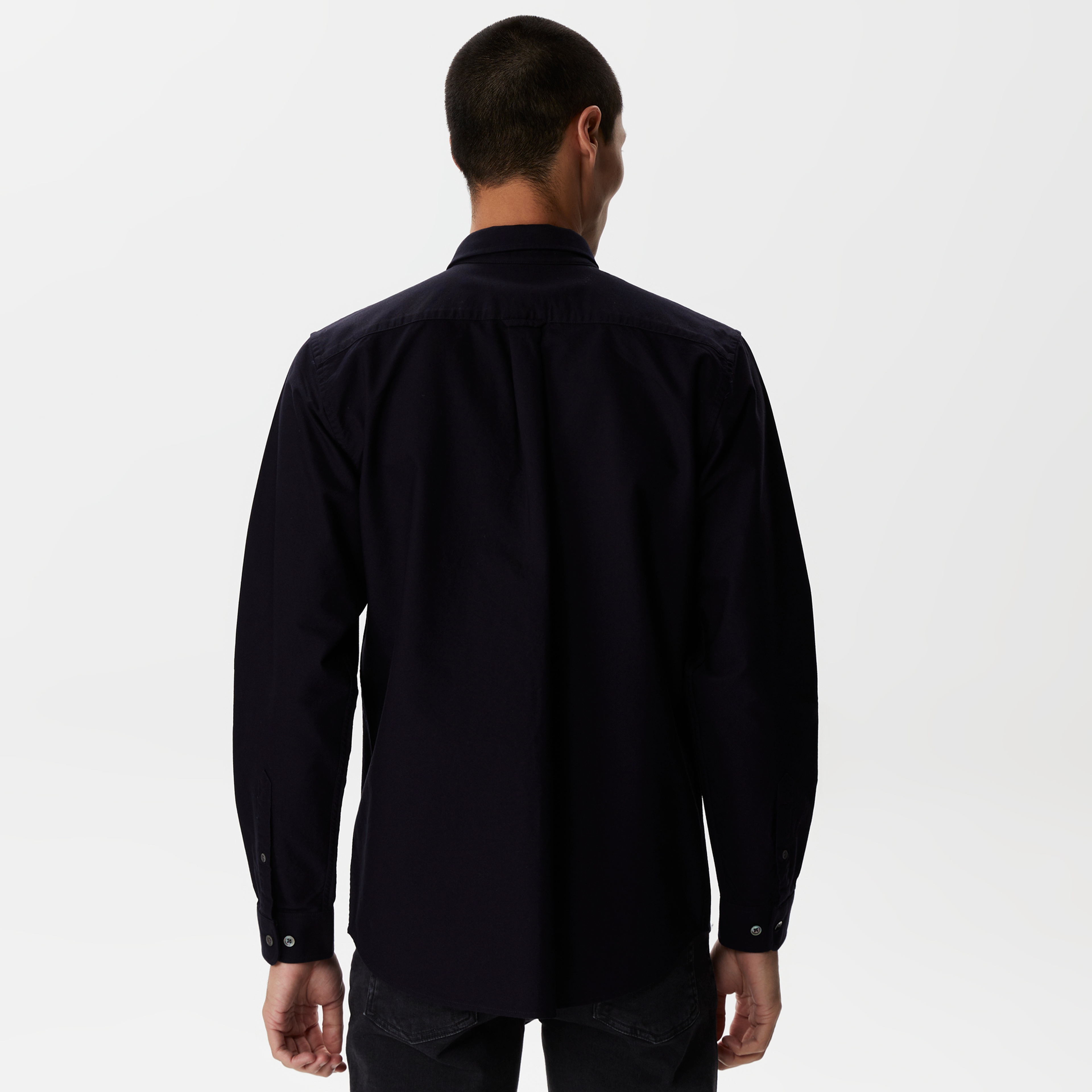 Erkek Regular Fit Düğmeli Yaka Lacivert Gömlek