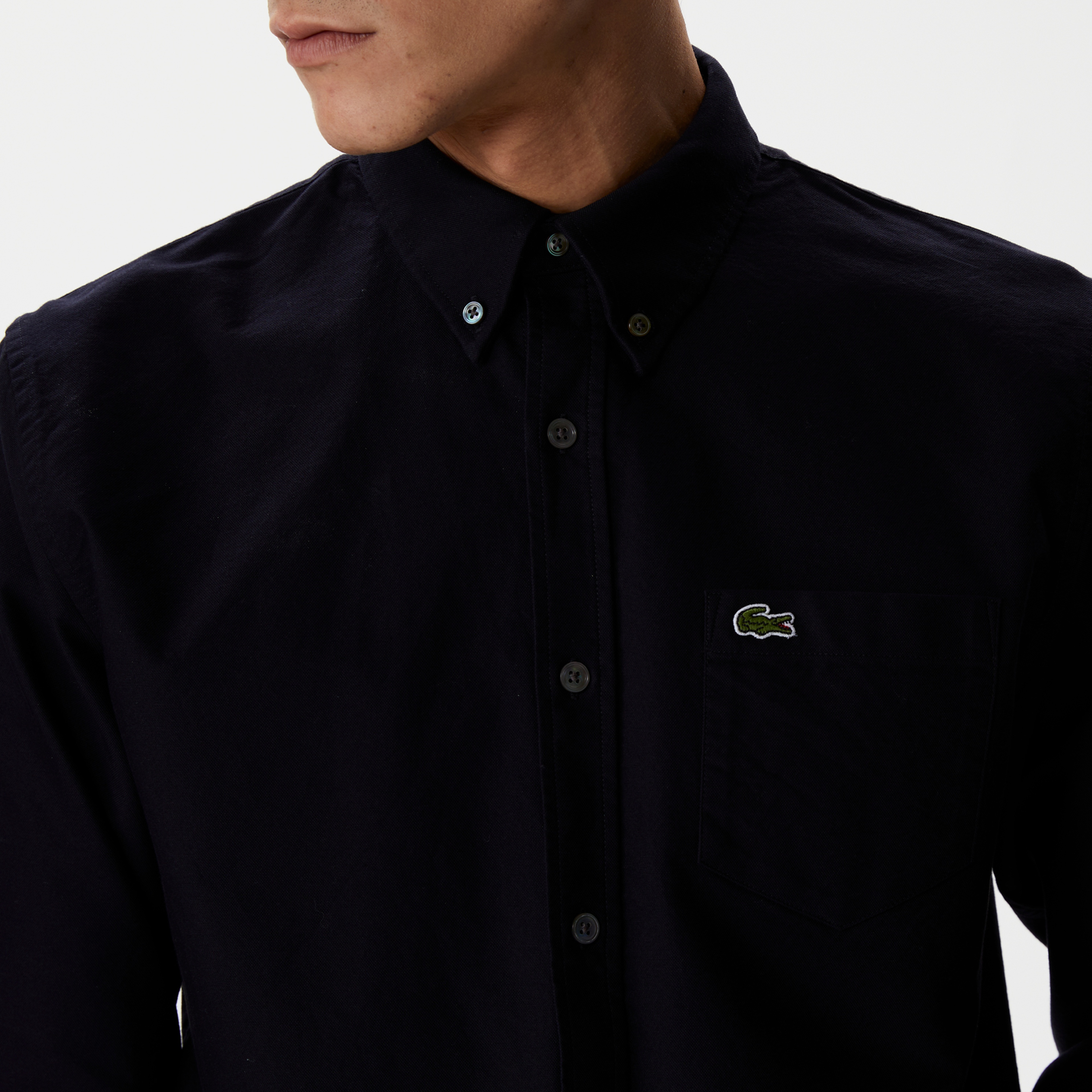 Erkek Regular Fit Düğmeli Yaka Lacivert Gömlek