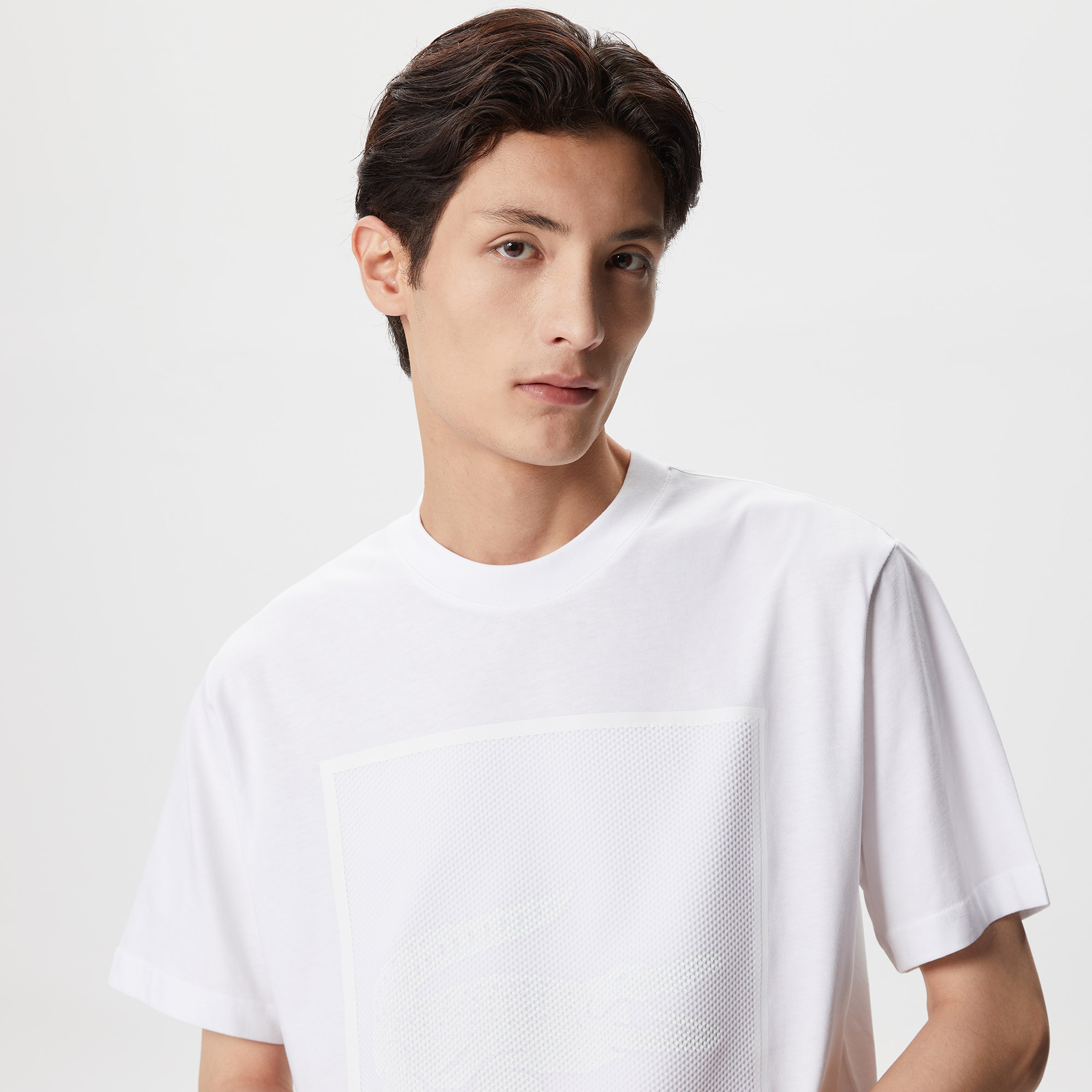 Erkek Relaxed Fit Bisiklet Yaka Baskılı Beyaz T-Shirt