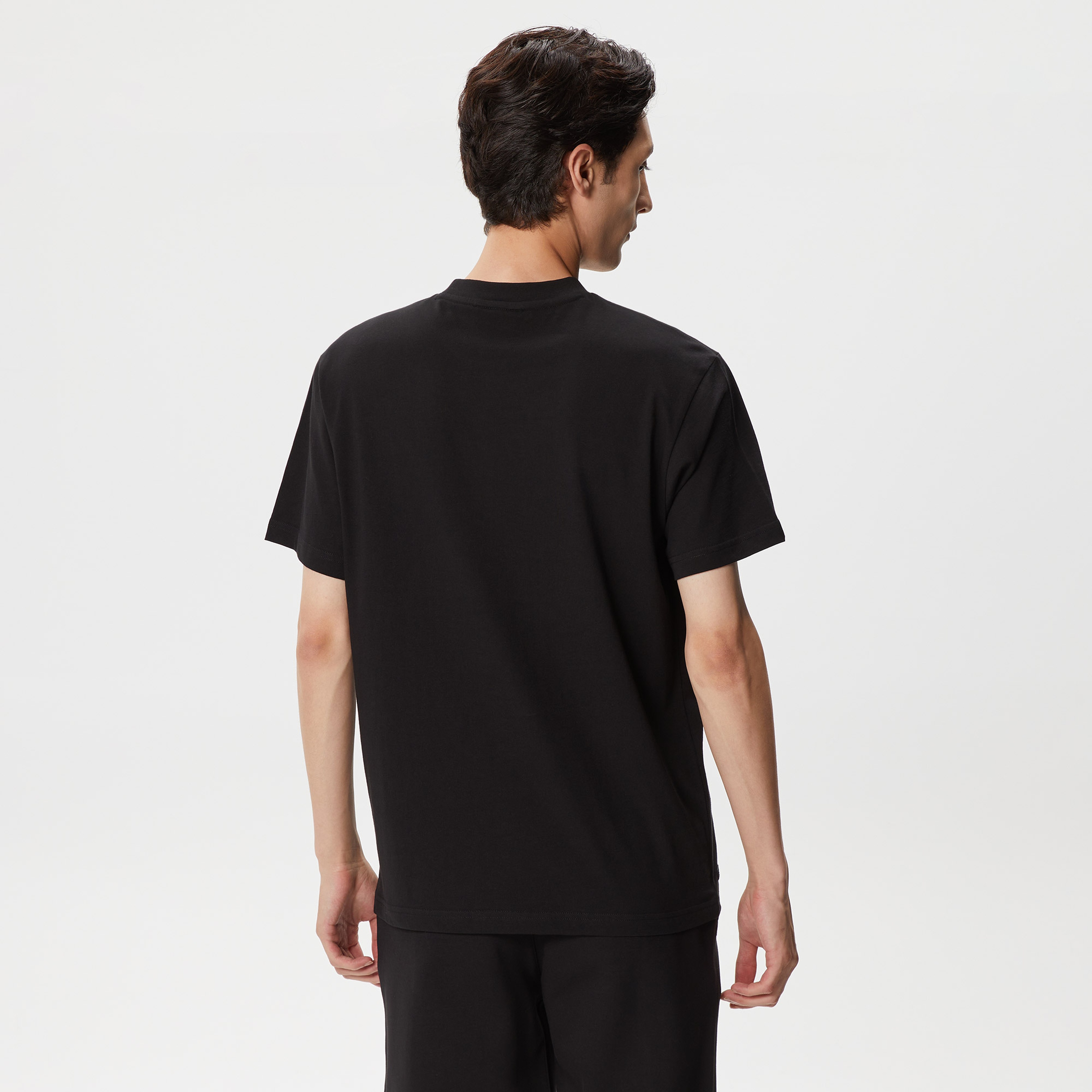 Erkek Relaxed Fit Bisiklet Yaka Baskılı Siyah T-Shirt