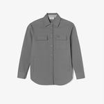 Kadın Relaxed Fit Uzun Kollu Gri Gömlek