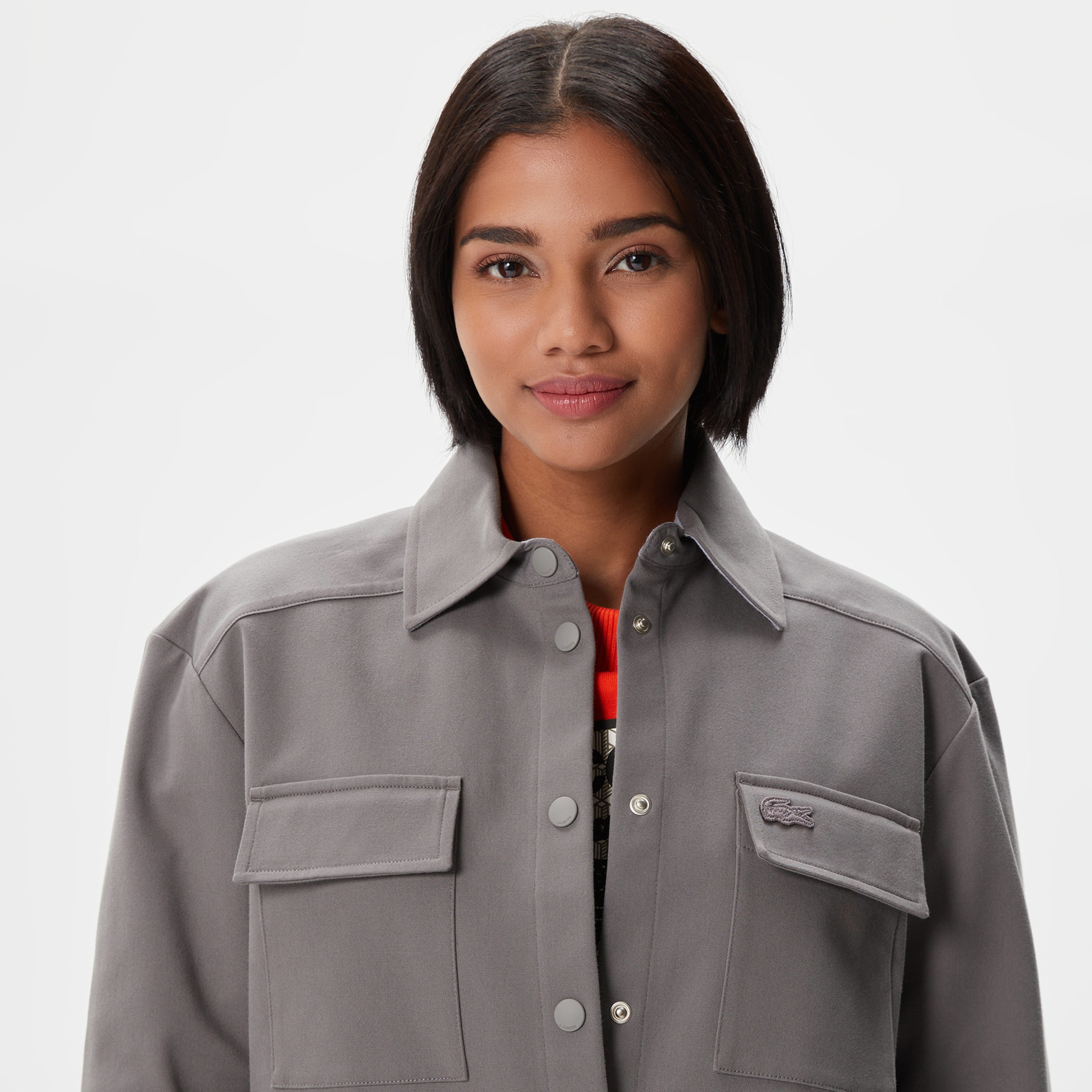 Kadın Relaxed Fit Uzun Kollu Gri Gömlek