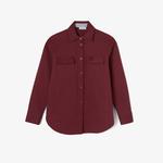 Kadın Relaxed Fit Uzun Kollu Kırmızı Gömlek