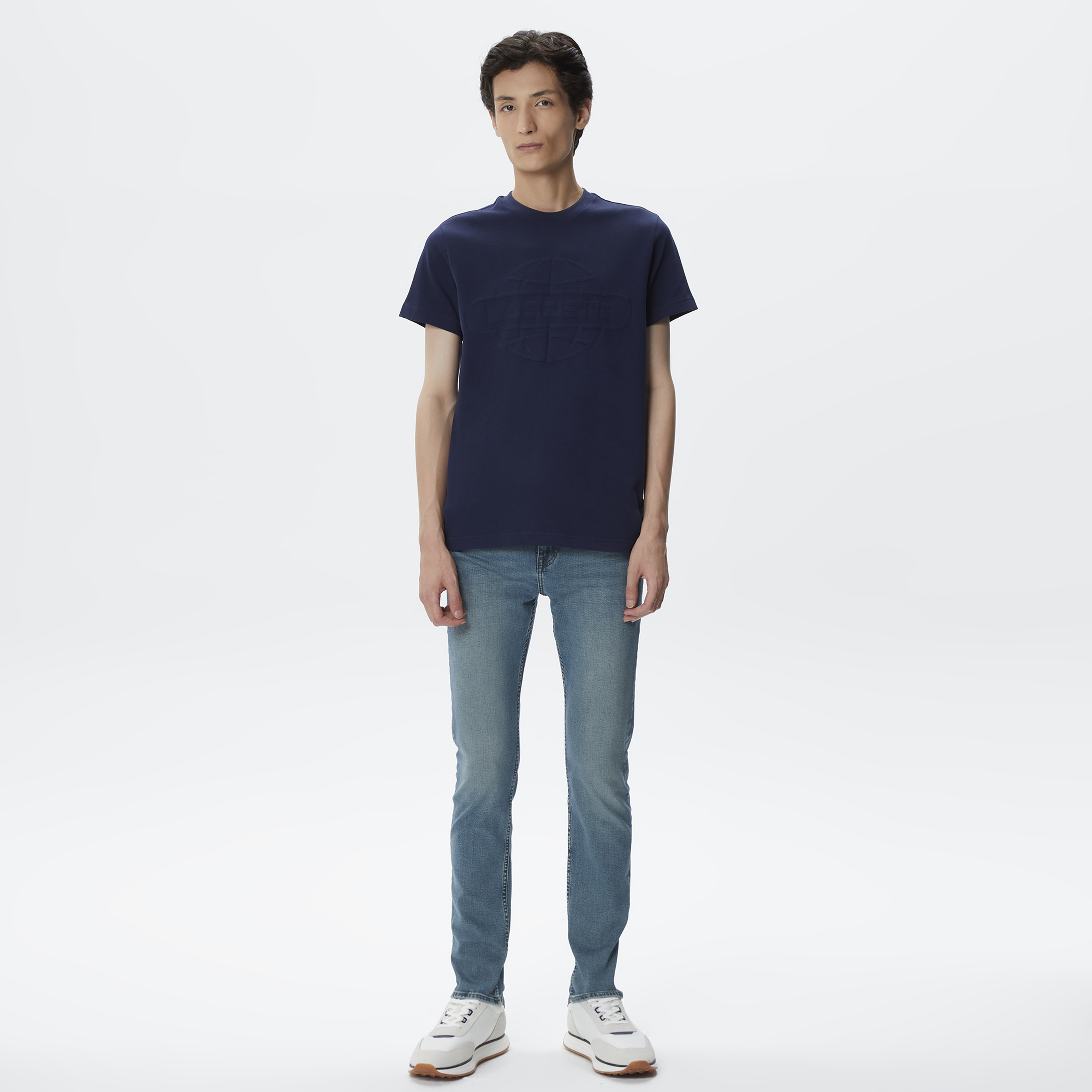 Erkek Regular Fit Bisiklet Yaka Baskılı Lacivert T-Shirt