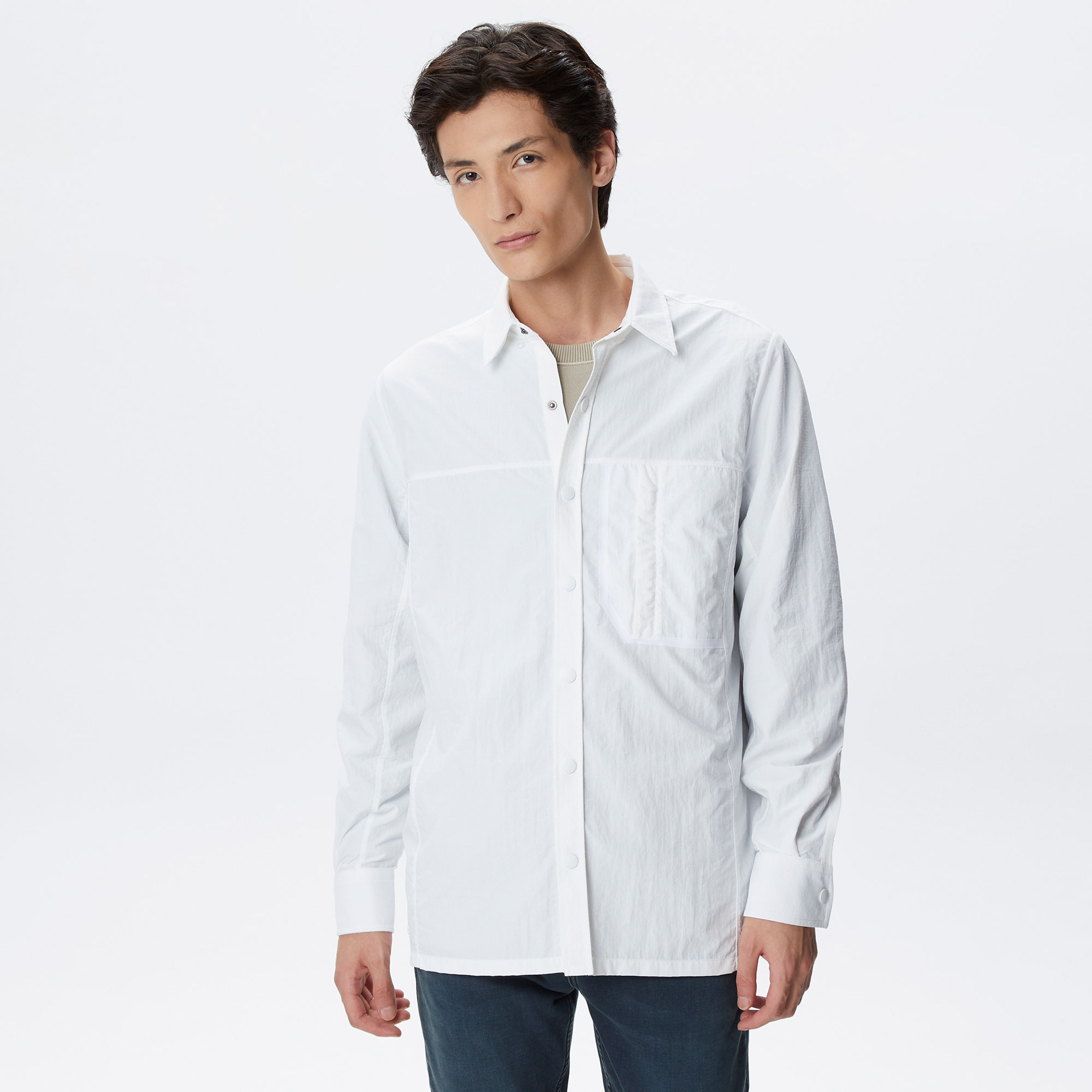 Erkek Relaxed Fit Baskılı Ekru Gömlek