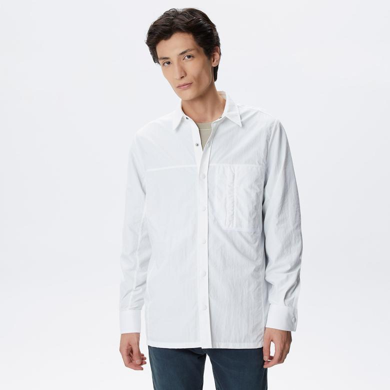 Erkek Relaxed Fit Baskılı Ekru Gömlek