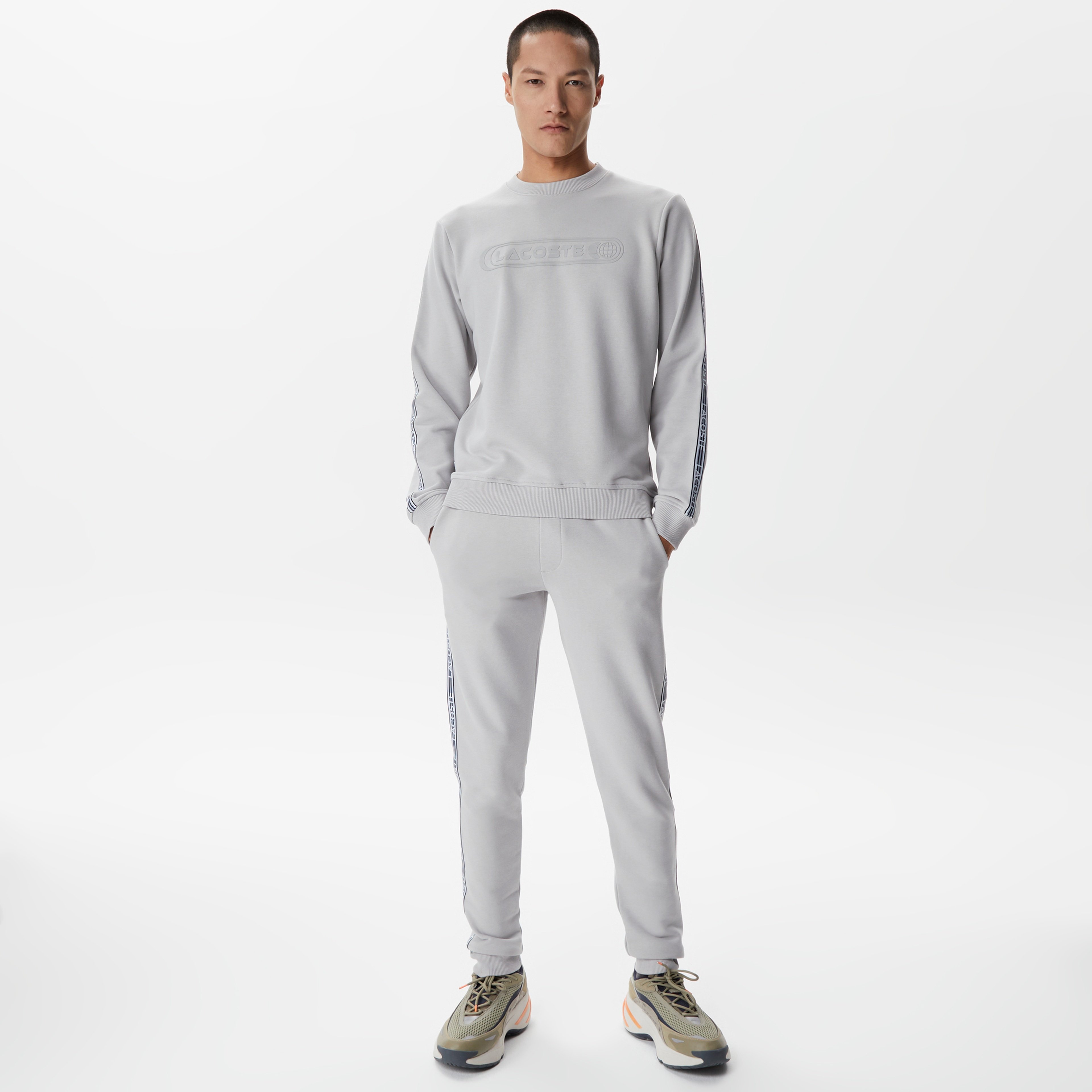 Erkek Relaxed Fit Bisiklet Yaka Baskılı Gri Sweatshirt