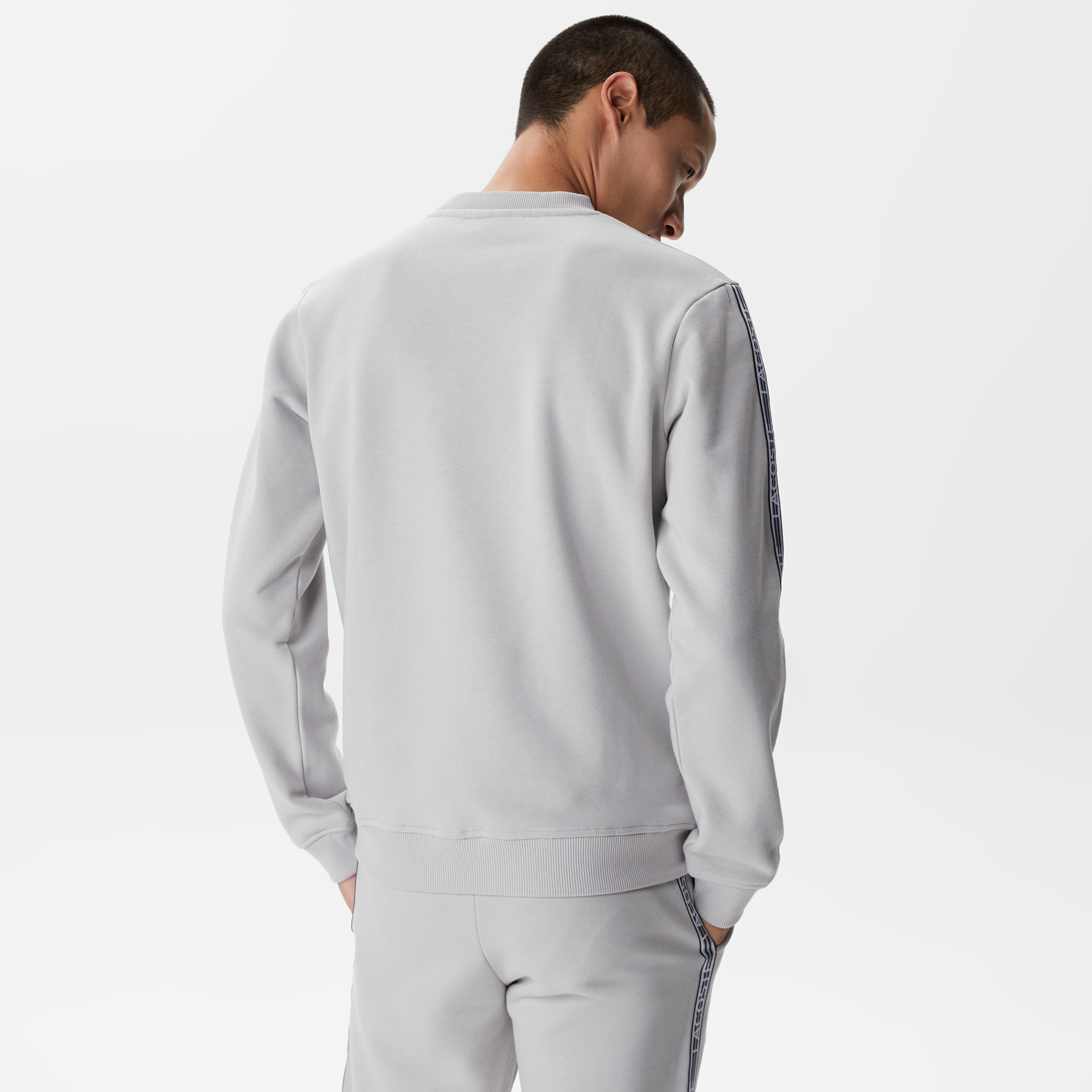 Erkek Relaxed Fit Bisiklet Yaka Baskılı Gri Sweatshirt