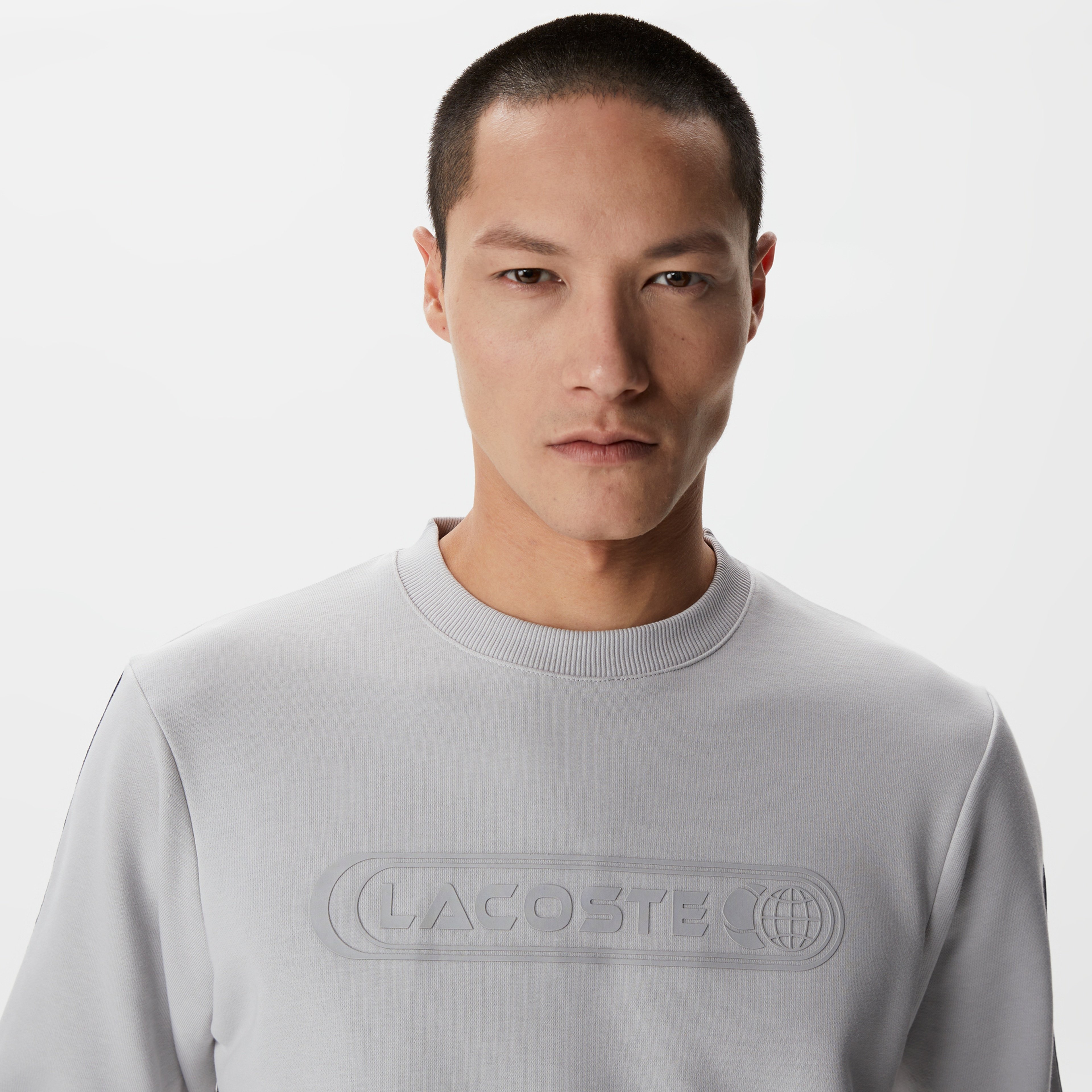 Erkek Relaxed Fit Bisiklet Yaka Baskılı Gri Sweatshirt