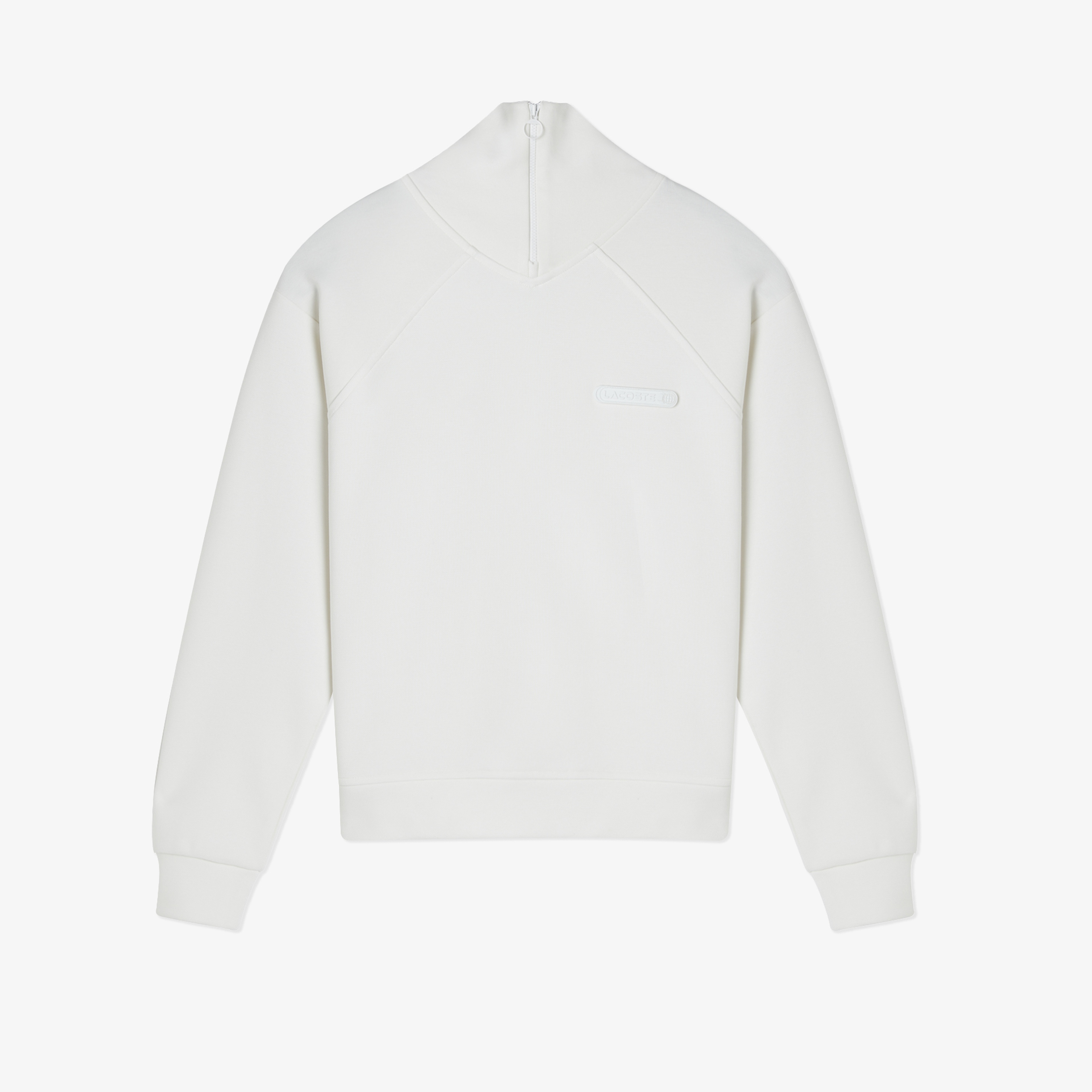 Kadın Regular Fit Fermuarlı Dik Yaka Beyaz Sweatshirt